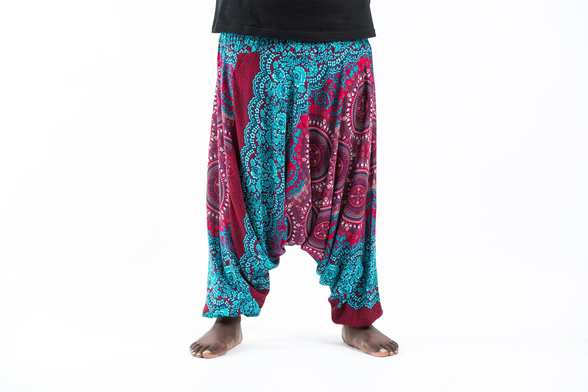 2680-Plus-Size-Trishula-Mandalas-Drop-Crotch-Men-s-Harem-Pants-in-Red-Blue-2.webp Plus Size Trishula Mandalas Drop Crotch Men's Harem Pants in Red Blue