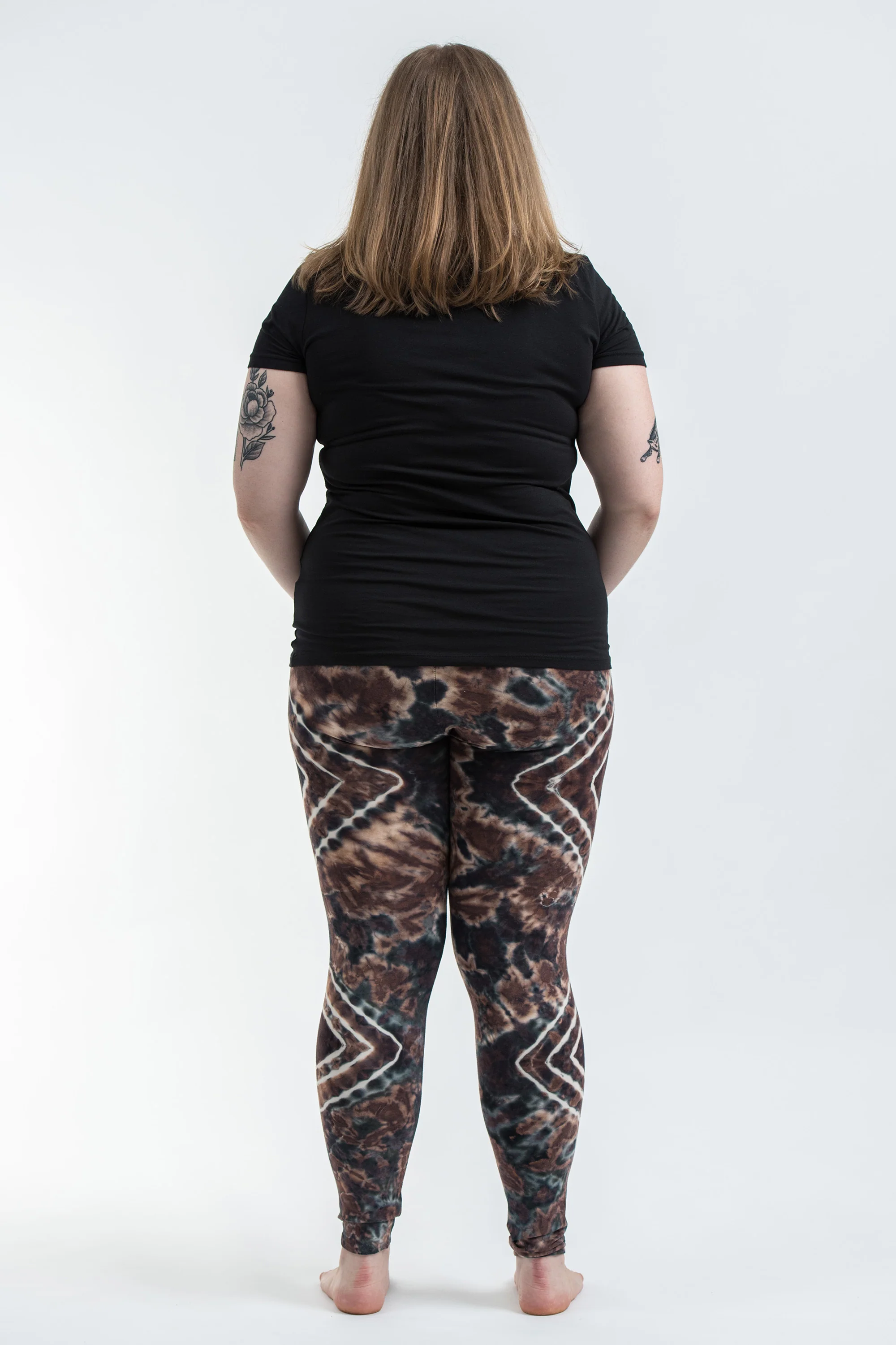 2681-Plus-Size-Diamond-Tie-Dye-Cotton-Leggings-in-Tan-4.webp Plus Size Diamond Tie Dye Cotton Leggings in Tan
