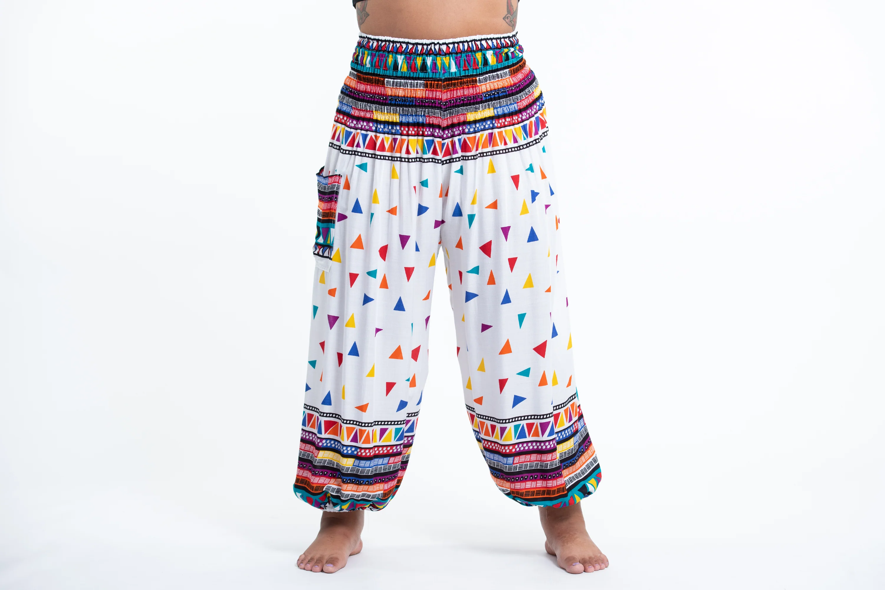 2691-Plus-Size-Triangles-Women-s-Harem-Pants-in-White-2.webp Plus Size Triangles Women's Harem Pants in White