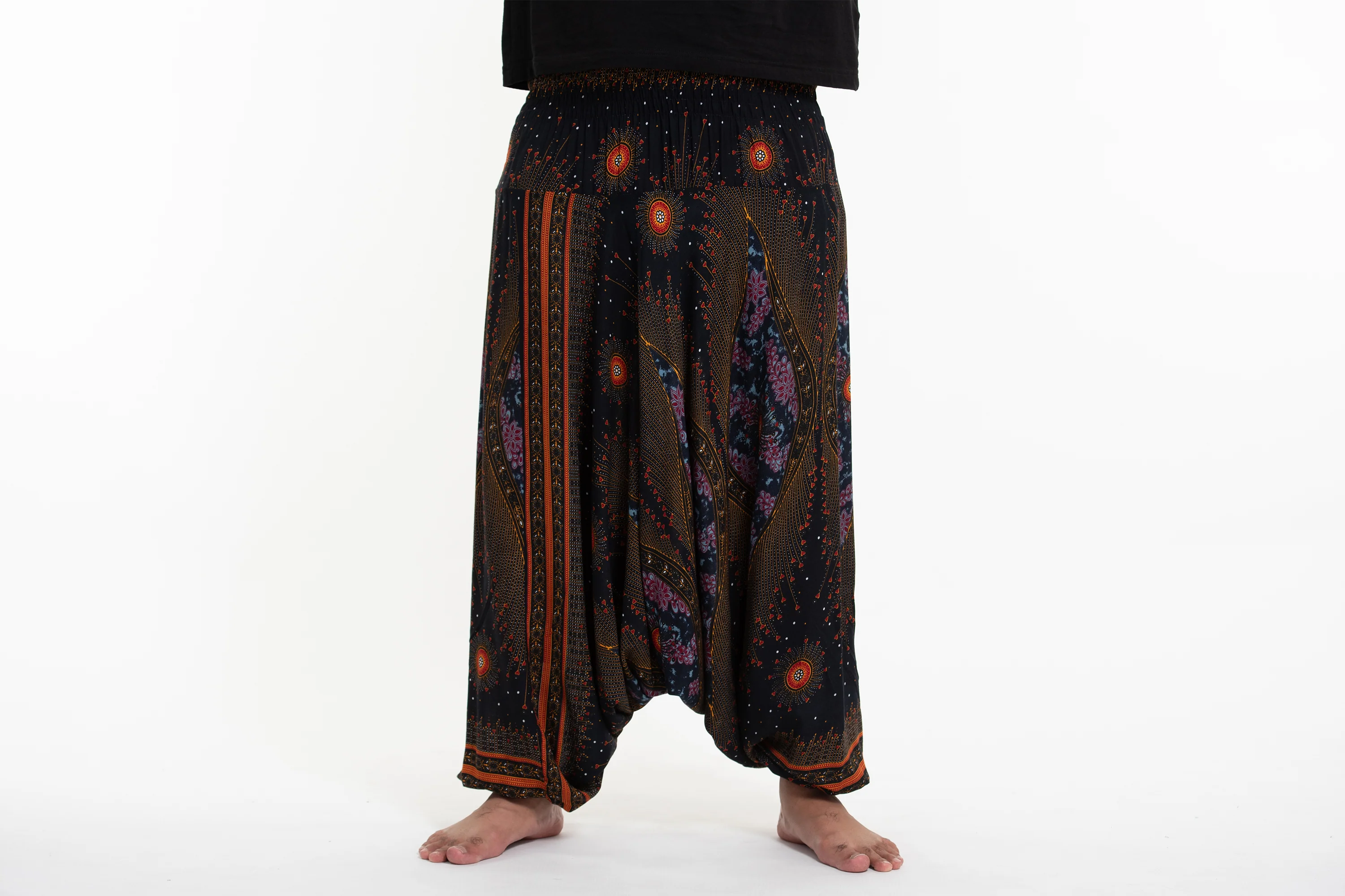 2693-Plus-Size-Peacock-Eyes-Drop-Crotch-Men-s-Harem-Pants-in-Black-2.webp Plus Size Peacock Eyes Drop Crotch Men's Harem Pants in Black