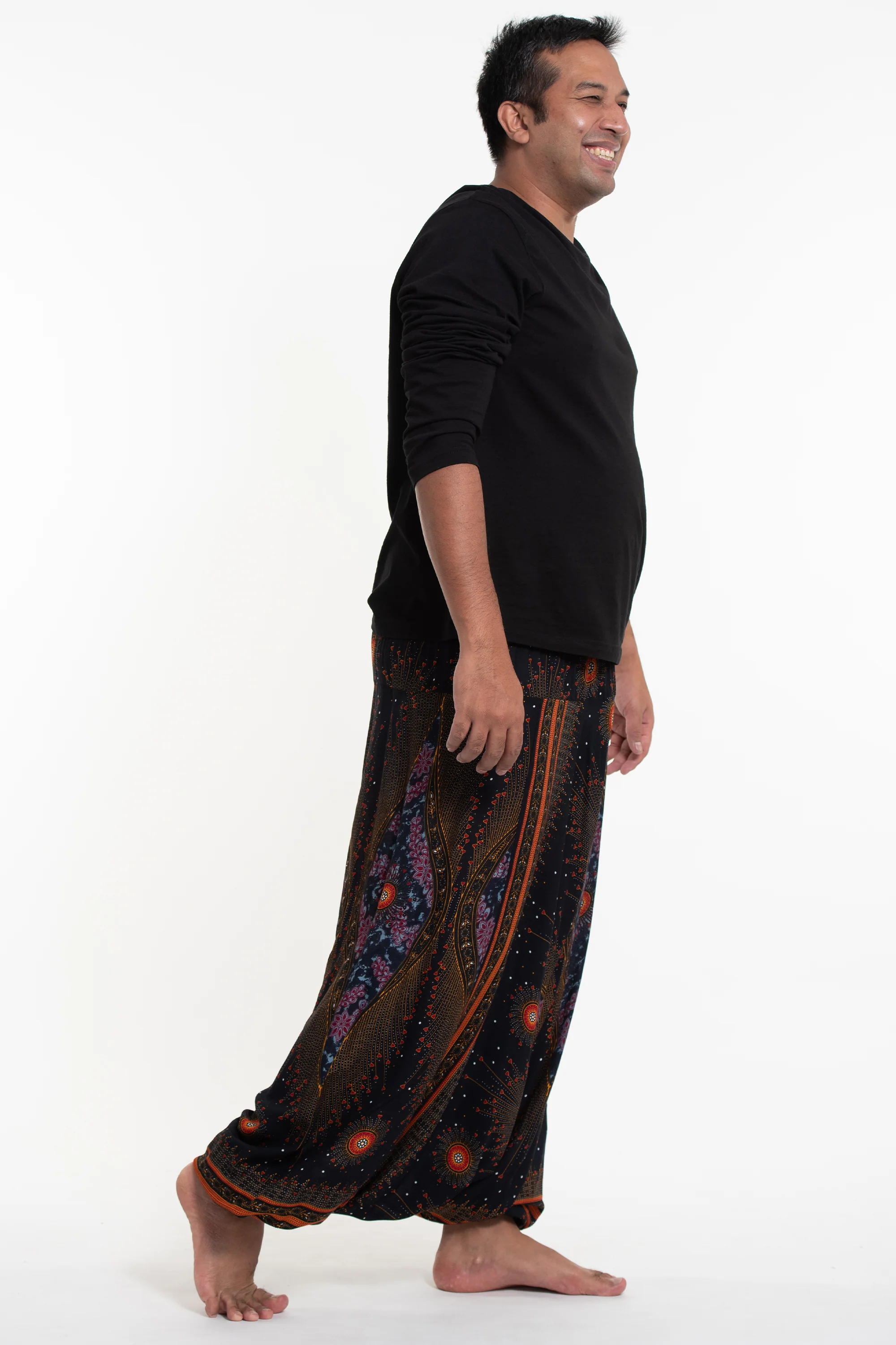 2693-Plus-Size-Peacock-Eyes-Drop-Crotch-Men-s-Harem-Pants-in-Black-3.webp Plus Size Peacock Eyes Drop Crotch Men's Harem Pants in Black
