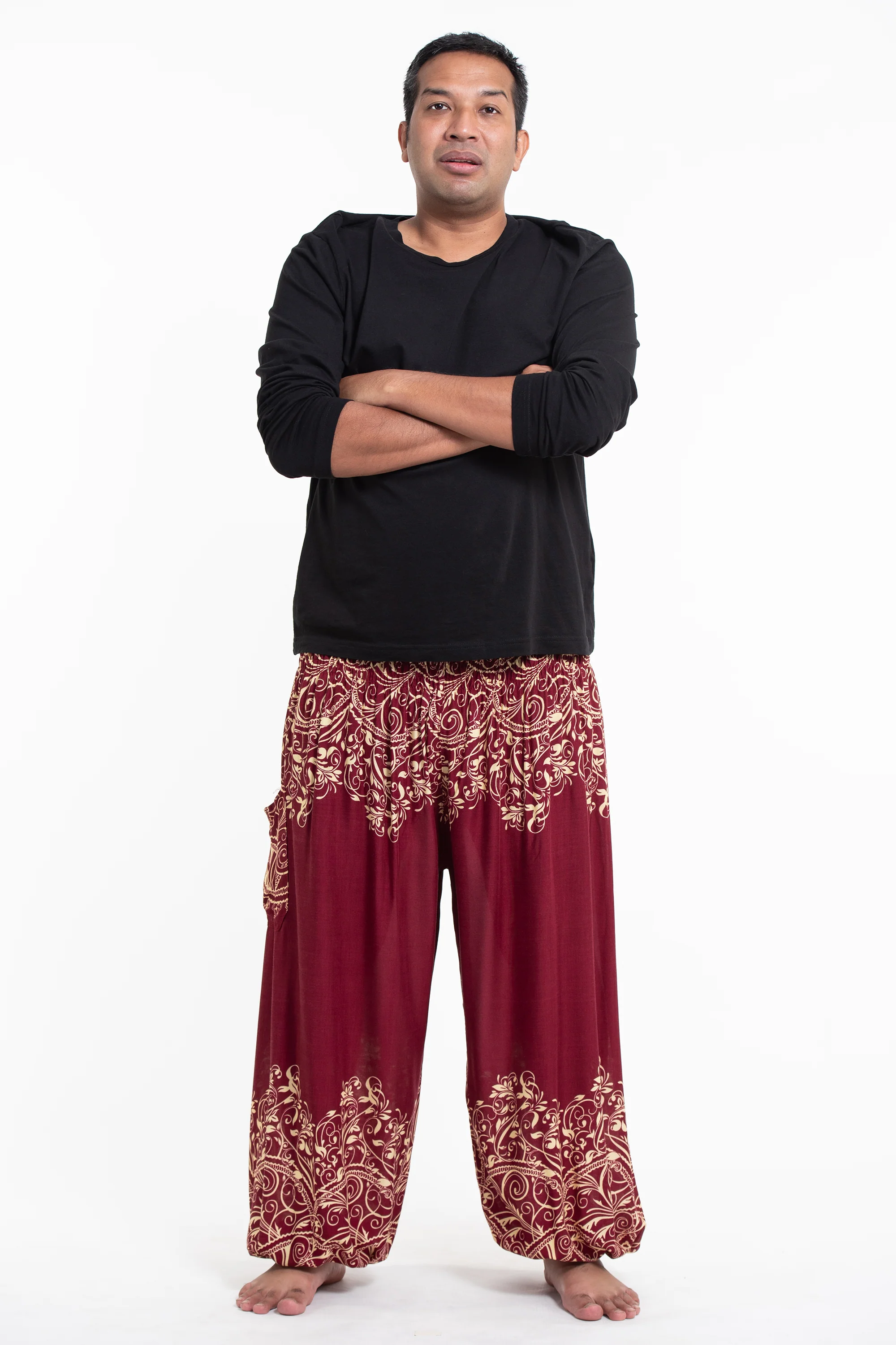 2694-Plus-Size-Vines-Men-s-Harem-Pants-in-Red-3.webp Plus Size Vines Men's Harem Pants in Red