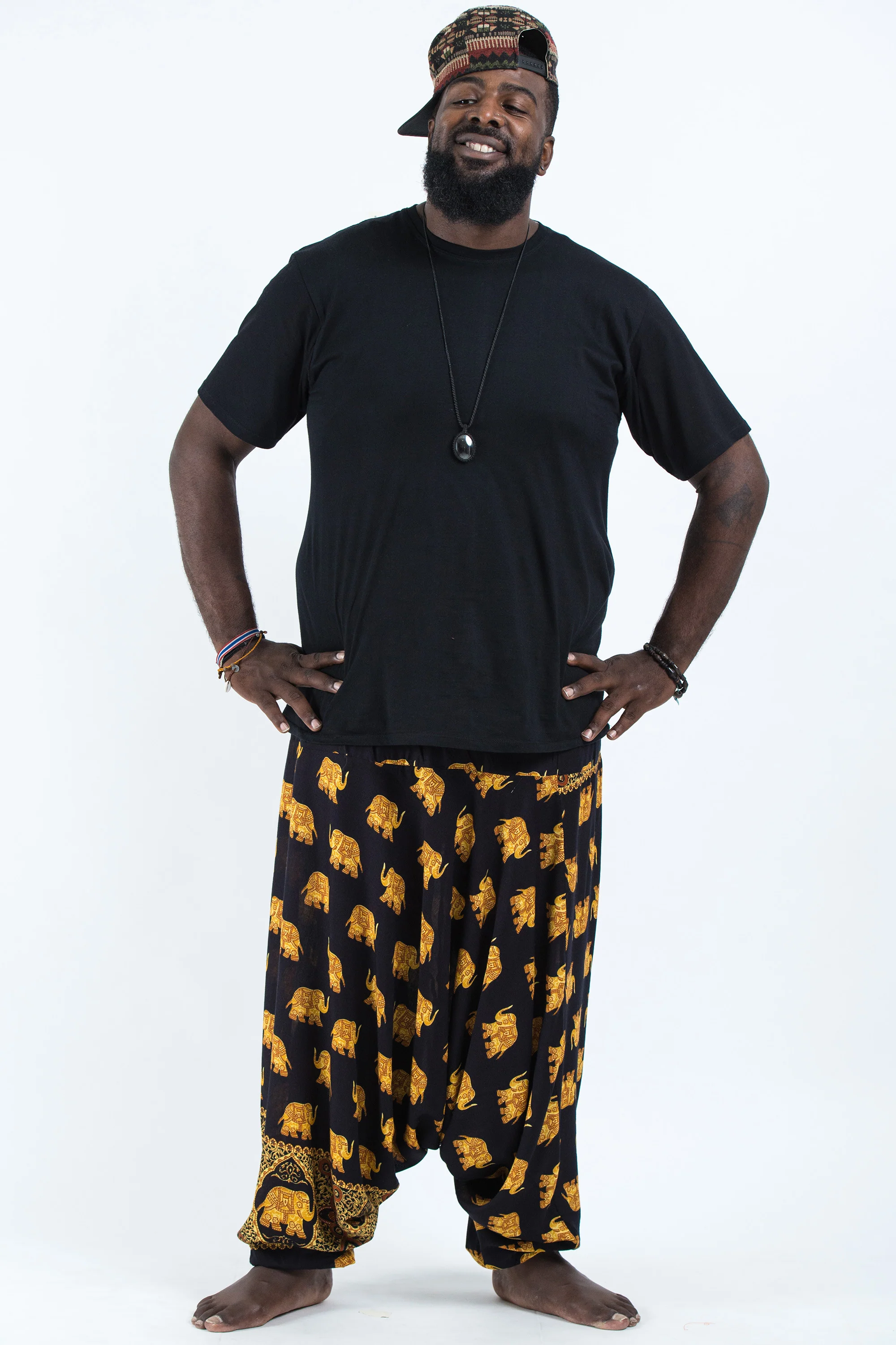 2696-Plus-Size-Golden-Elephant-Drop-Crotch-Men-s-Elephant-Pants-in-Black-4.webp Plus Size Golden Elephant Drop Crotch Men's Elephant Pants in Black