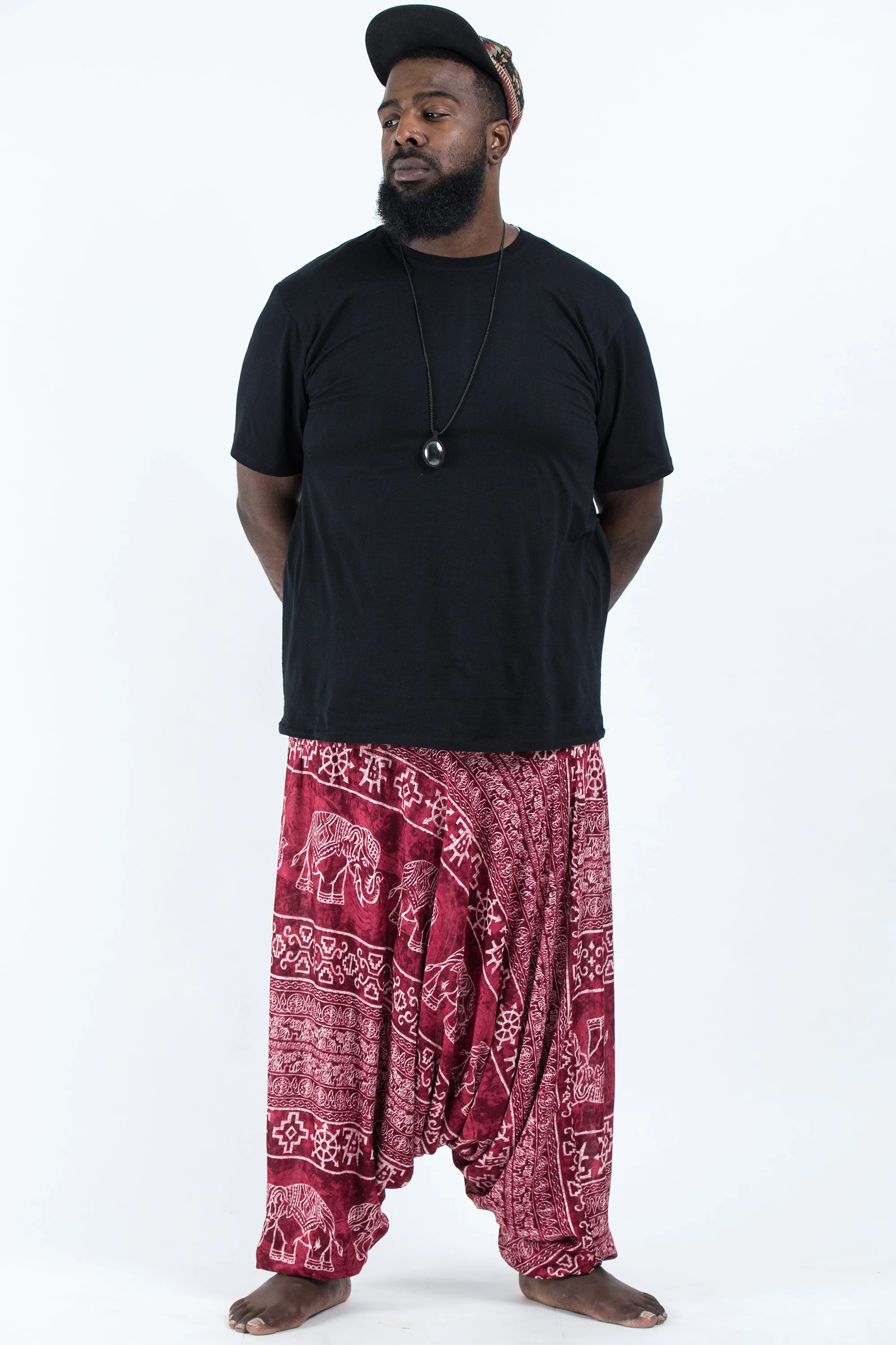 2697-Plus-Size-Marble-Elephant-Drop-Crotch-Men-s-Elephant-Pants-in-Red-4.webp Plus Size Marble Elephant Drop Crotch Men's Elephant Pants in Red