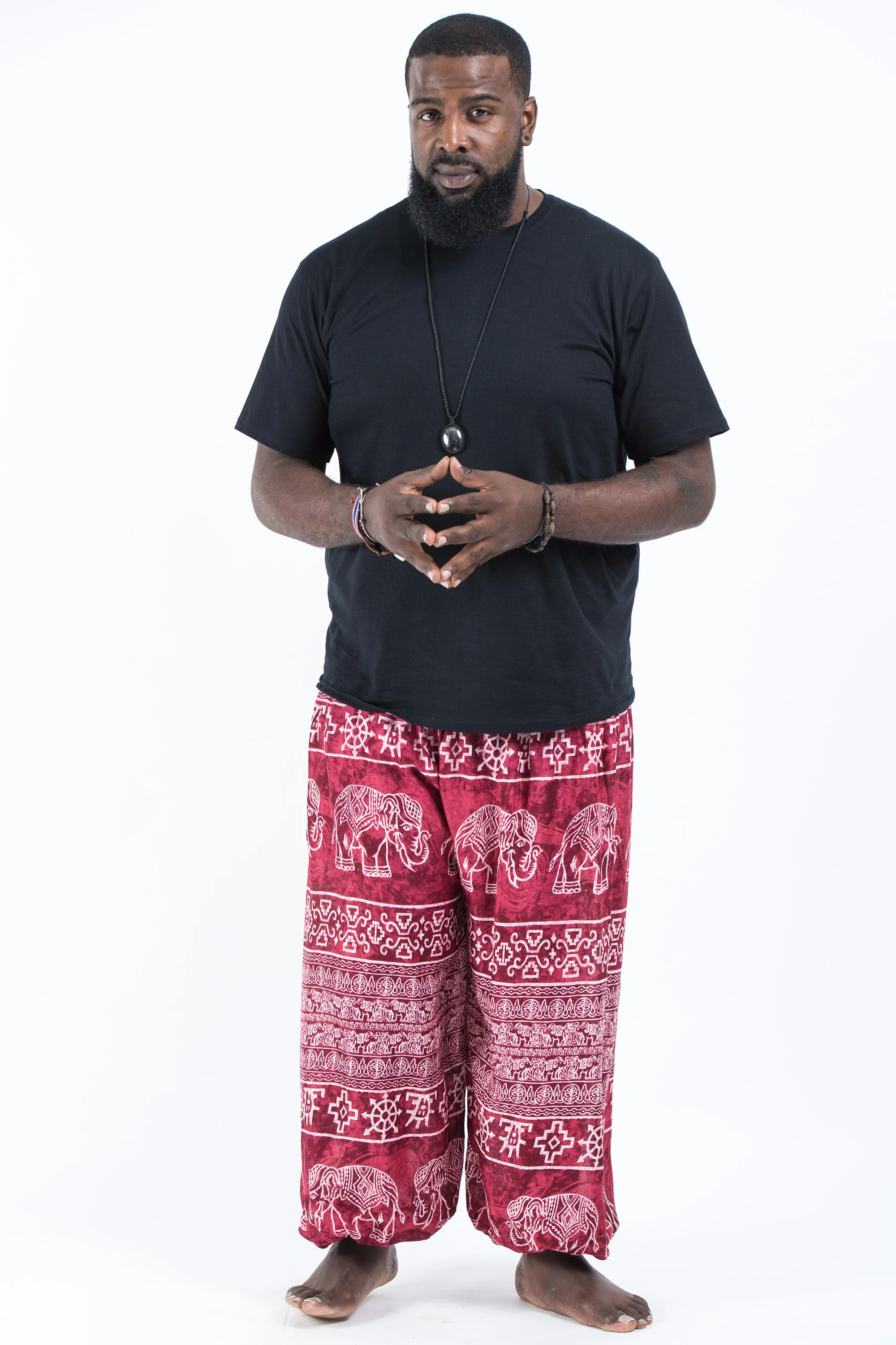Plus Size Marble Elephant Men's Elephant Pants in Red