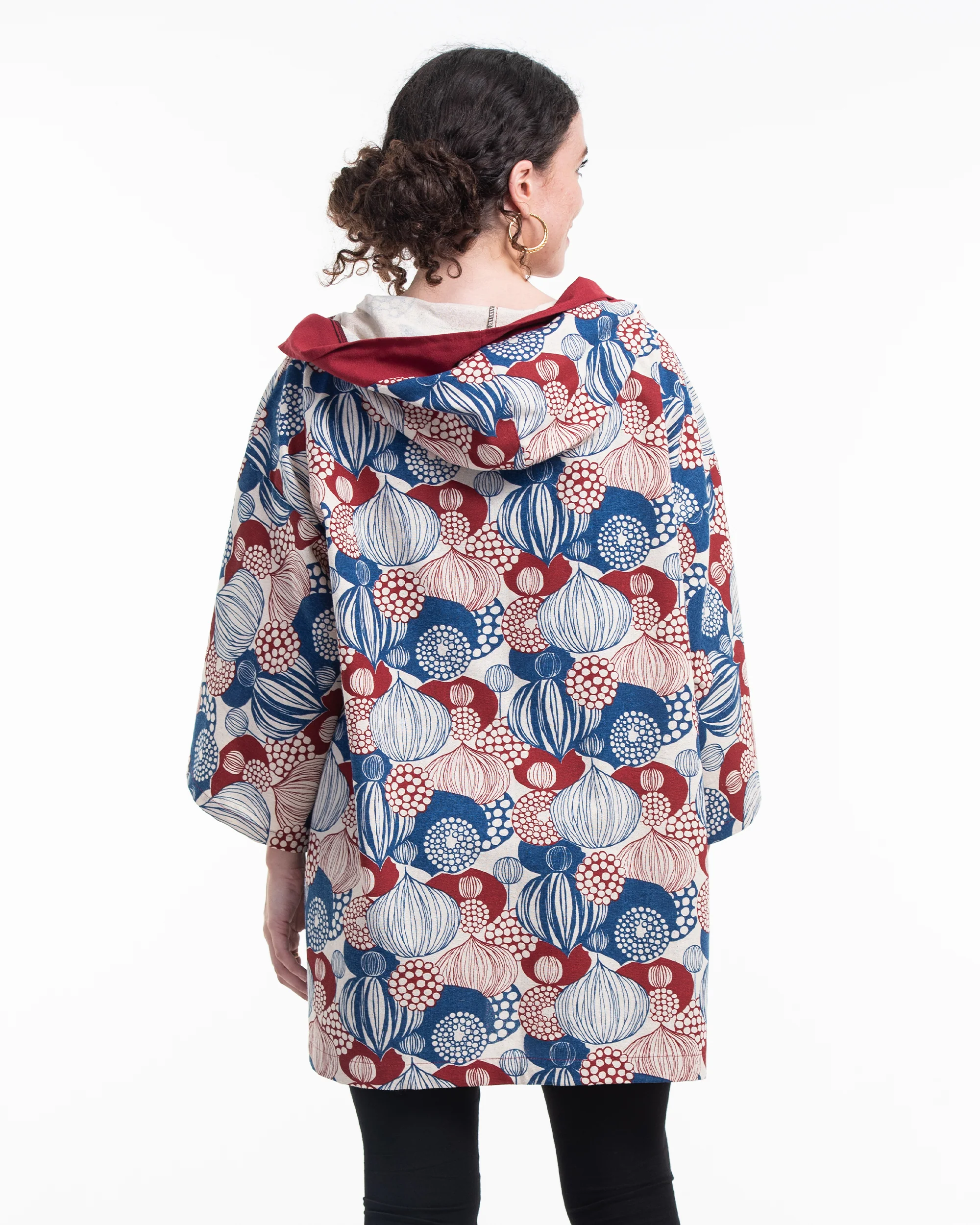 2705-Leaves-Print-Cotton-Hoodie-Kimono-Cardigan-in-Red-5.webp Leaves Print Cotton Hoodie Kimono Cardigan in Red