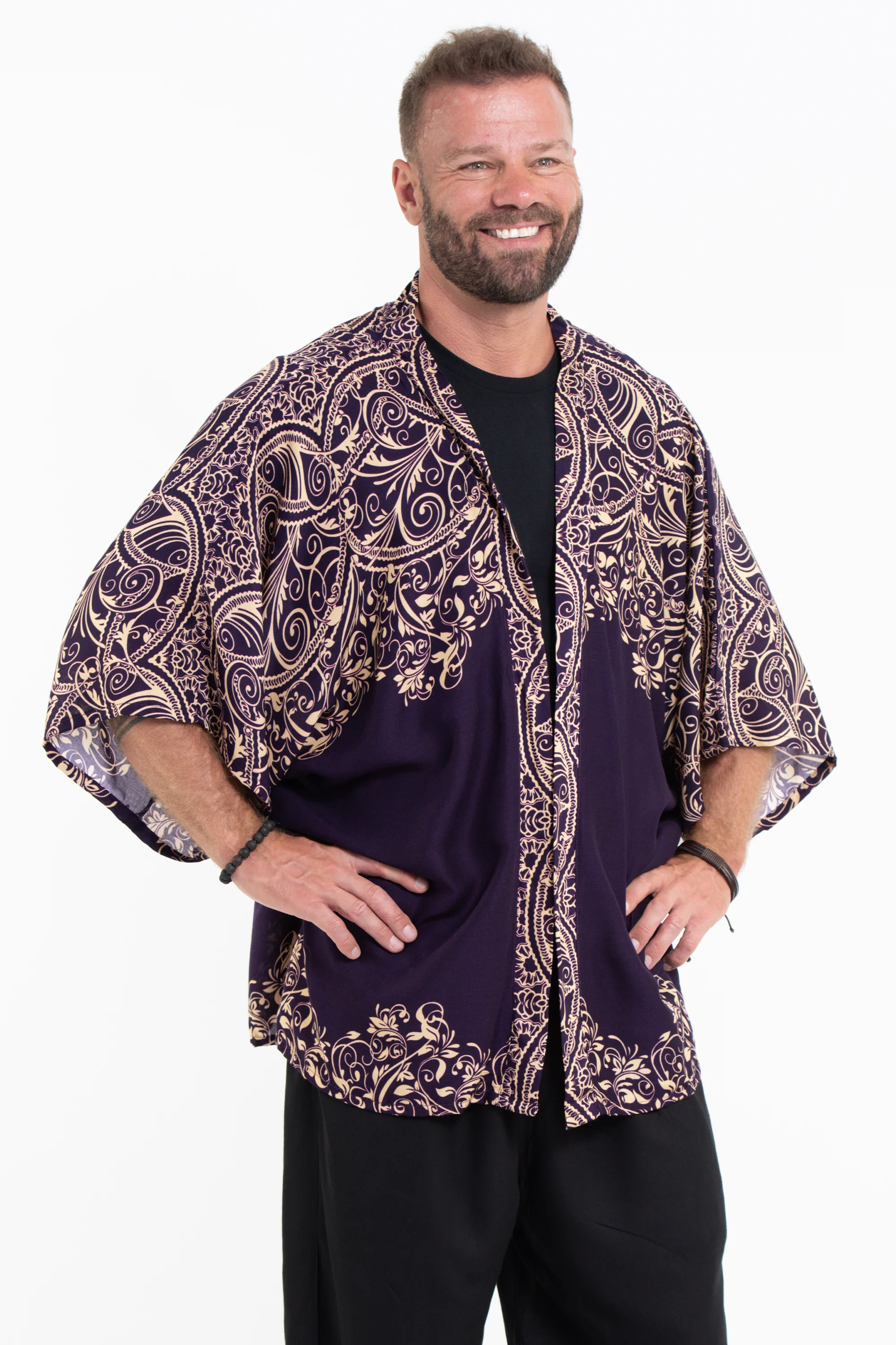 Vines Kimono Cardigan in Purple
