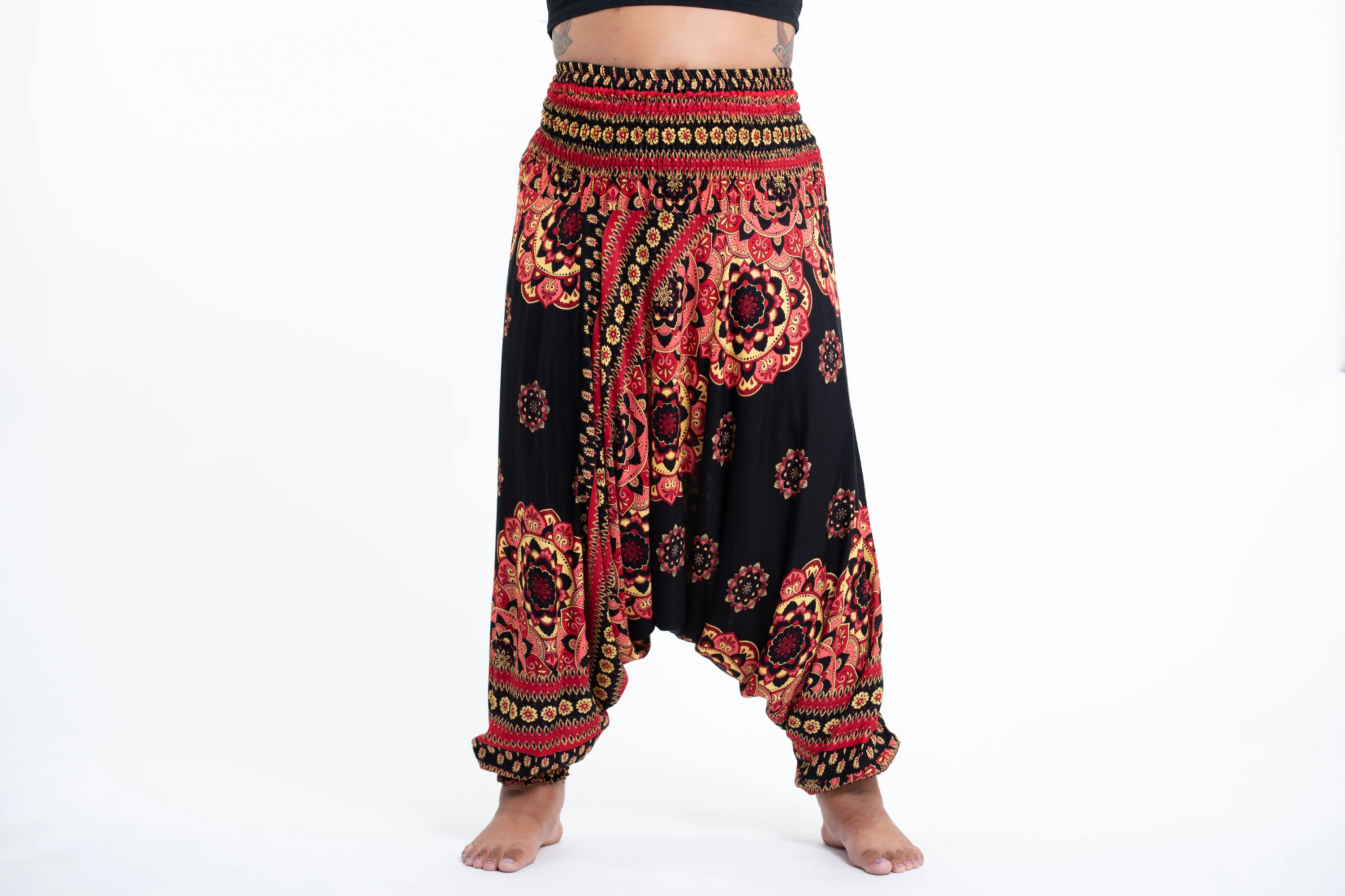 2710-Plus-Size-Lotus-Mandalas-2-in-1-Jumpsuit-Harem-Pants-in-Black-2.webp Plus Size Lotus Mandalas 2-in-1 Jumpsuit Harem Pants in Black