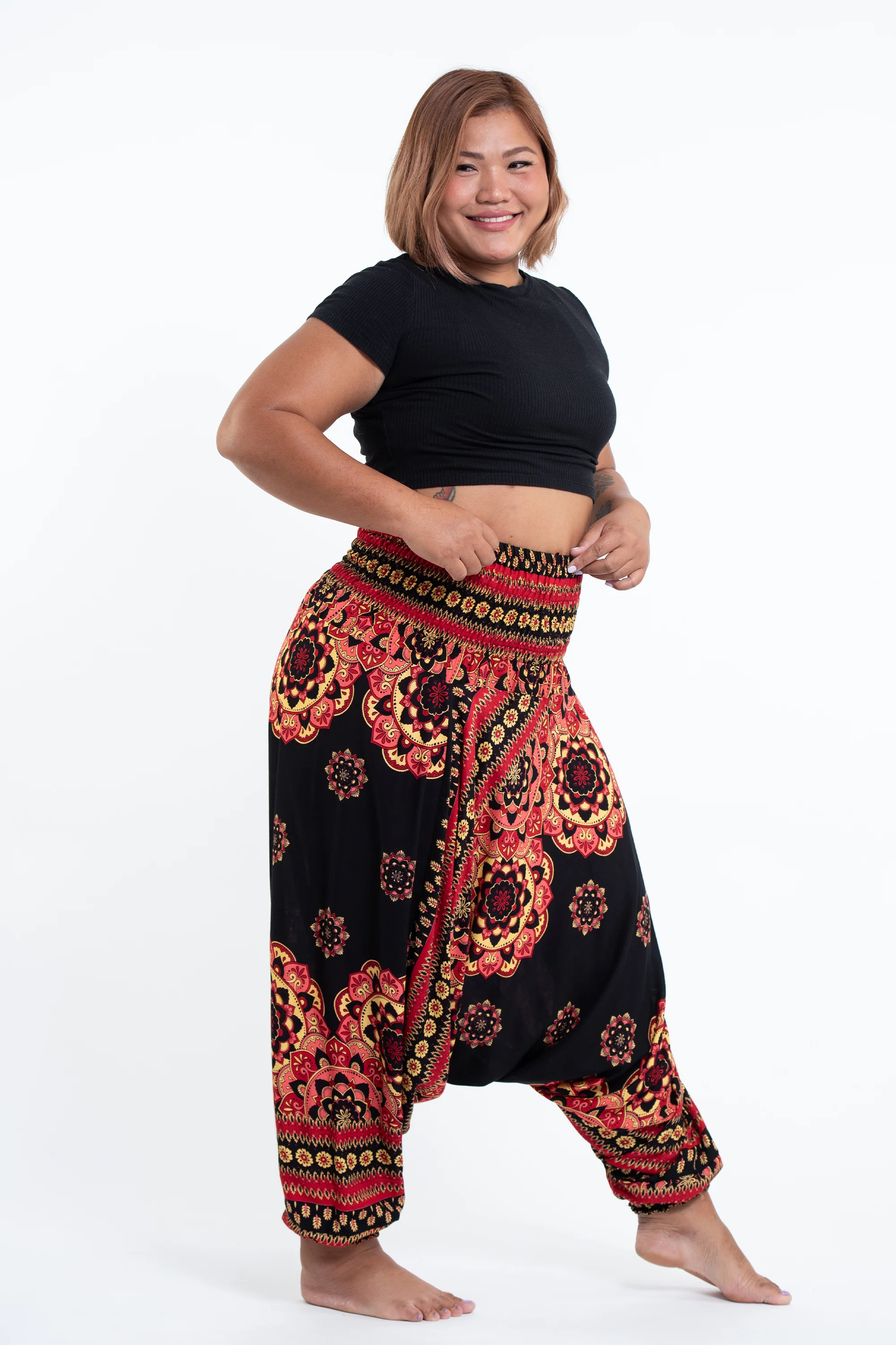 2710-Plus-Size-Lotus-Mandalas-2-in-1-Jumpsuit-Harem-Pants-in-Black-3.webp Plus Size Lotus Mandalas 2-in-1 Jumpsuit Harem Pants in Black