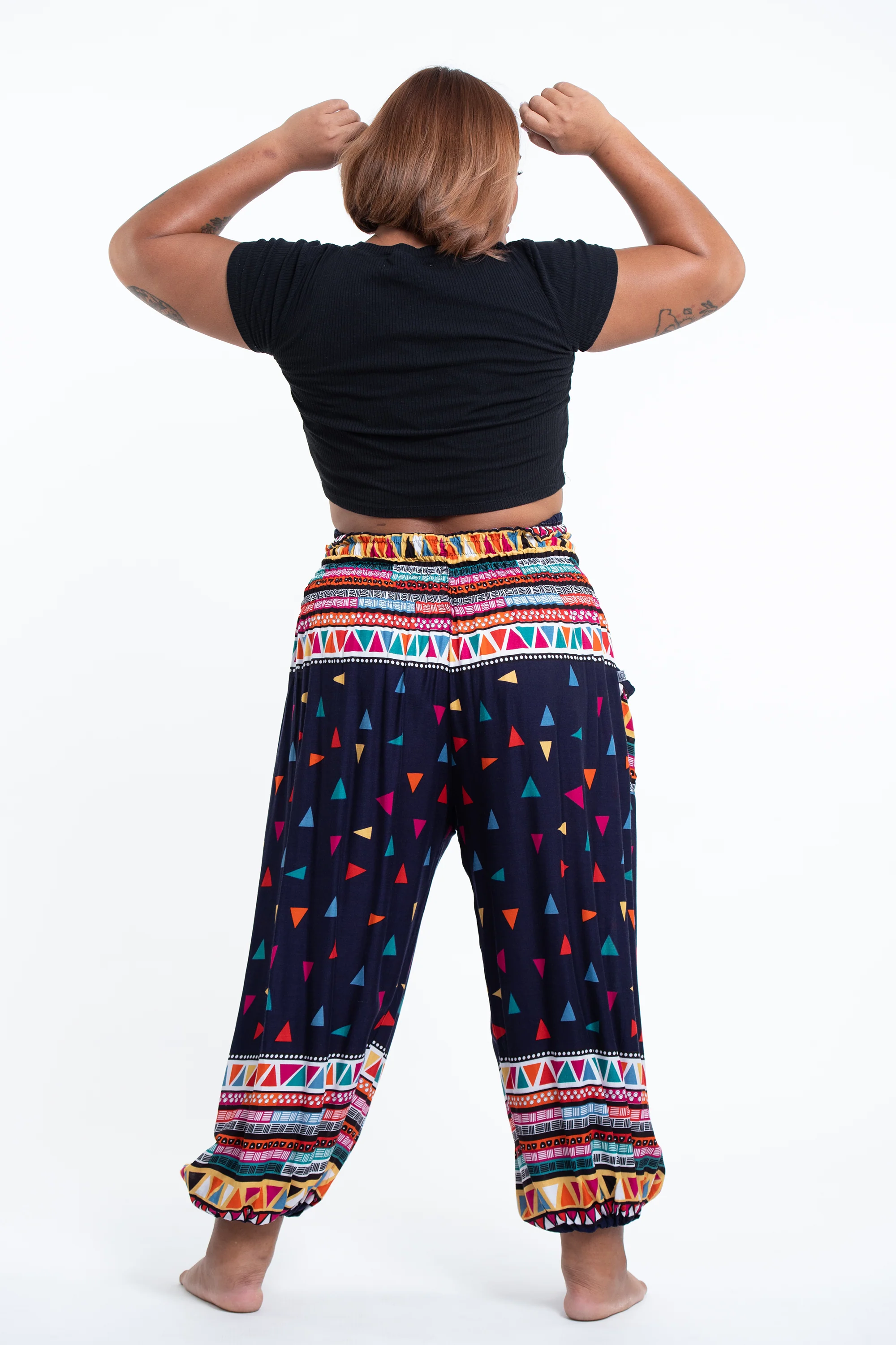 2715-Plus-Size-Triangles-Women-s-Harem-Pants-in-Navy-4.webp Plus Size Triangles Women's Harem Pants in Navy
