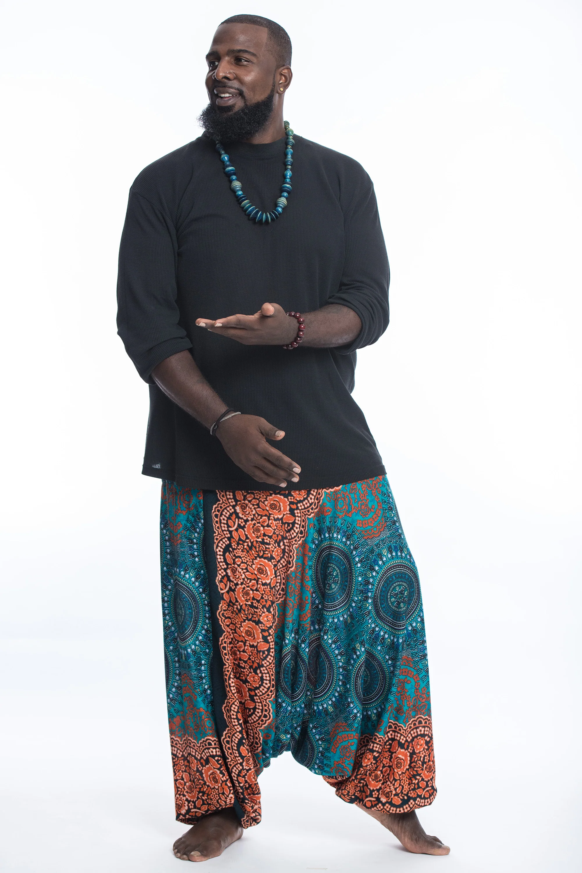 2716-Plus-Size-Trishula-Mandalas-Drop-Crotch-Men-s-Harem-Pants-in-Teal-4.webp Plus Size Trishula Mandalas Drop Crotch Men's Harem Pants in Teal