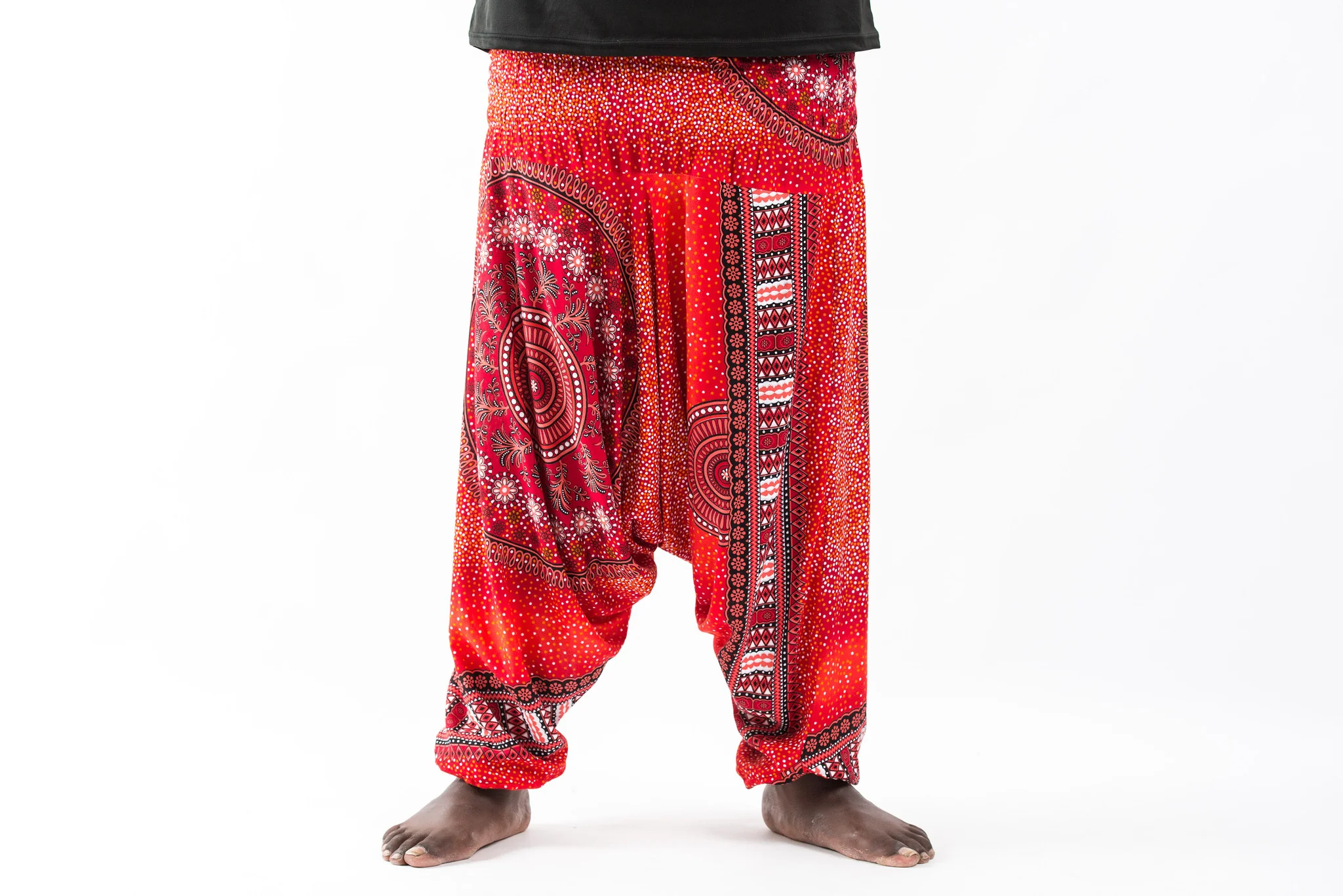 2719-Plus-Size-Tribal-Chakras-Drop-Crotch-Men-s-Harem-Pants-in-Red-2.webp Plus Size Tribal Chakras Drop Crotch Men's Harem Pants in Red