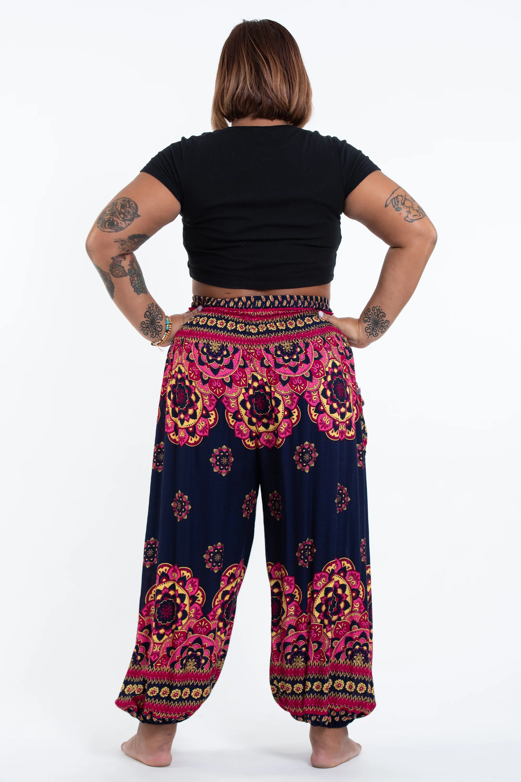 2720-Plus-Size-Lotus-Mandalas-Women-s-Harem-Pants-in-Navy-4.webp Plus Size Lotus Mandalas Women's Harem Pants in Navy