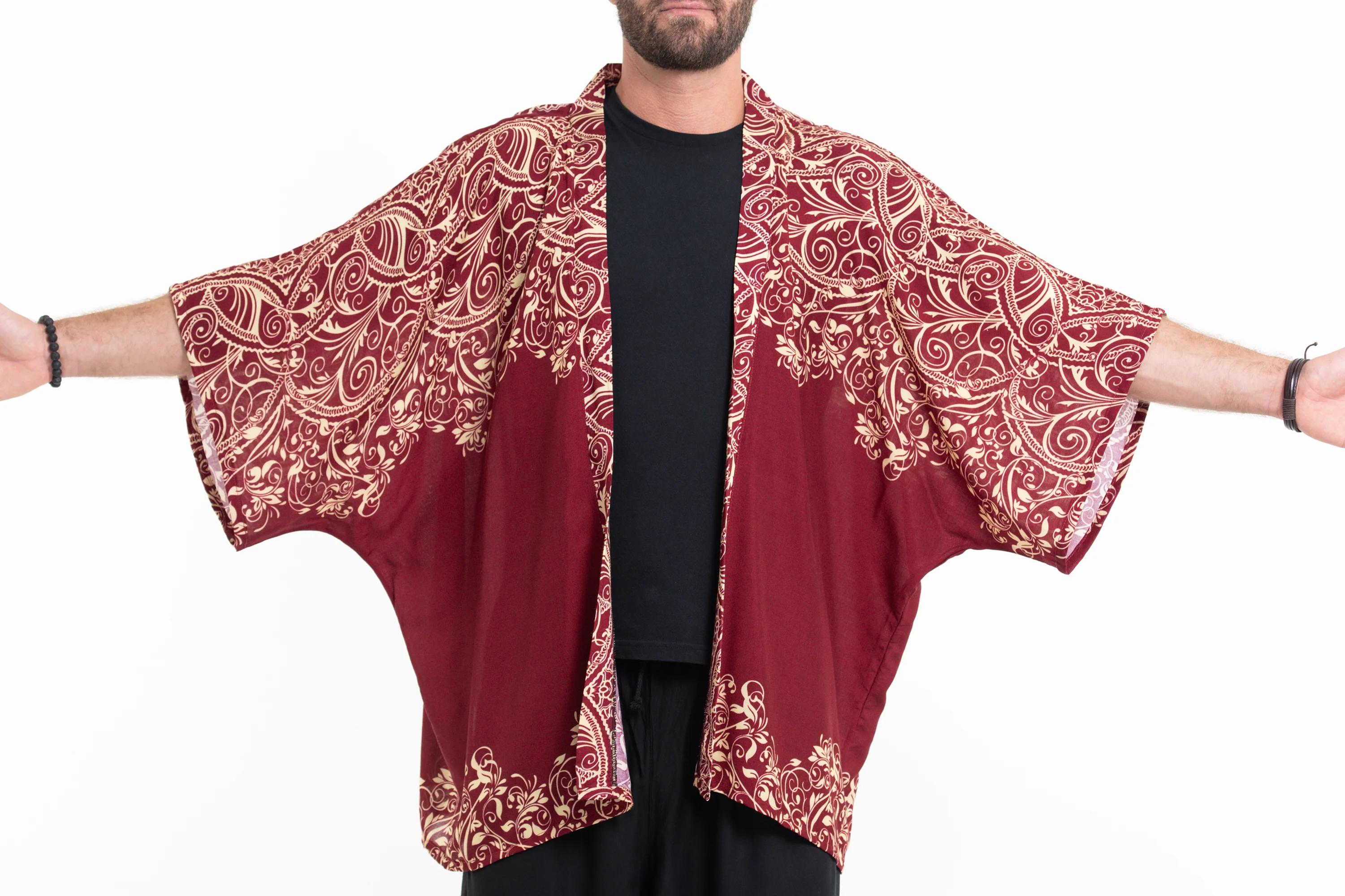 Vines Kimono Cardigan in Red