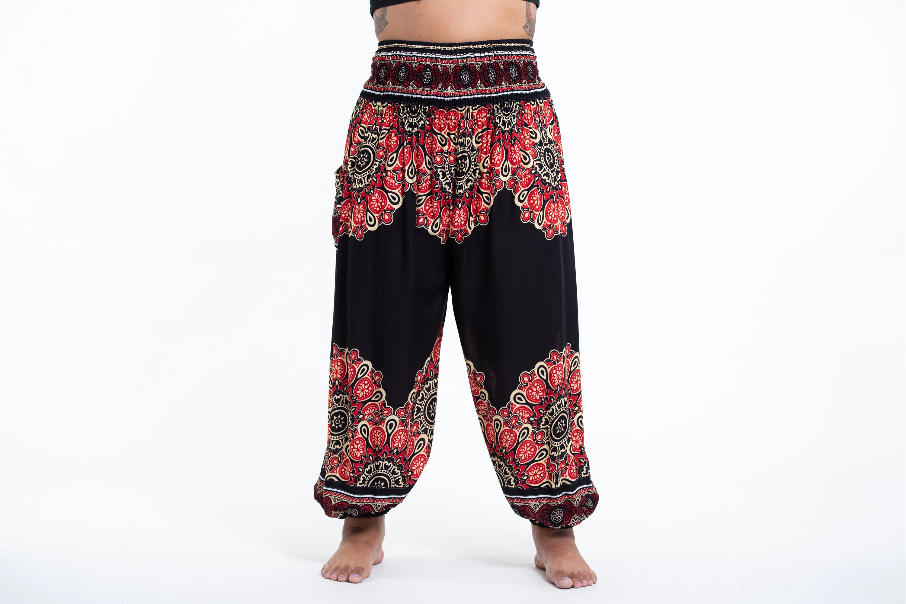 2727-Plus-Size-Peony-Mandalas-Women-s-Harem-Pants-in-Black-2.webp Plus Size Peony Mandalas Women's Harem Pants in Black