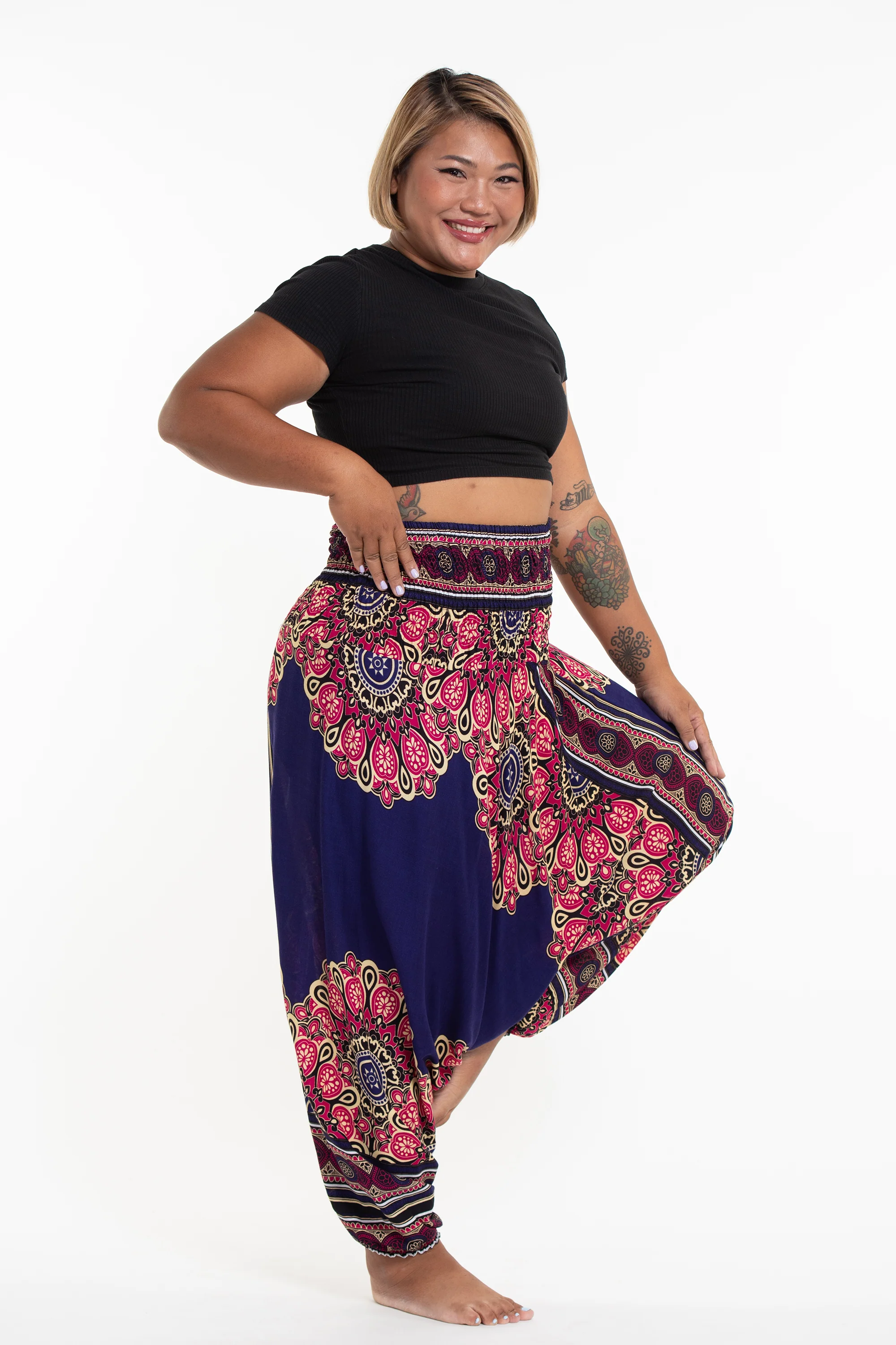 2731-Plus-Size-Peony-Mandalas-2-in-1-Jumpsuit-Harem-Pants-in-Indigo-3.webp Plus Size Peony Mandalas 2-in-1 Jumpsuit Harem Pants in Indigo