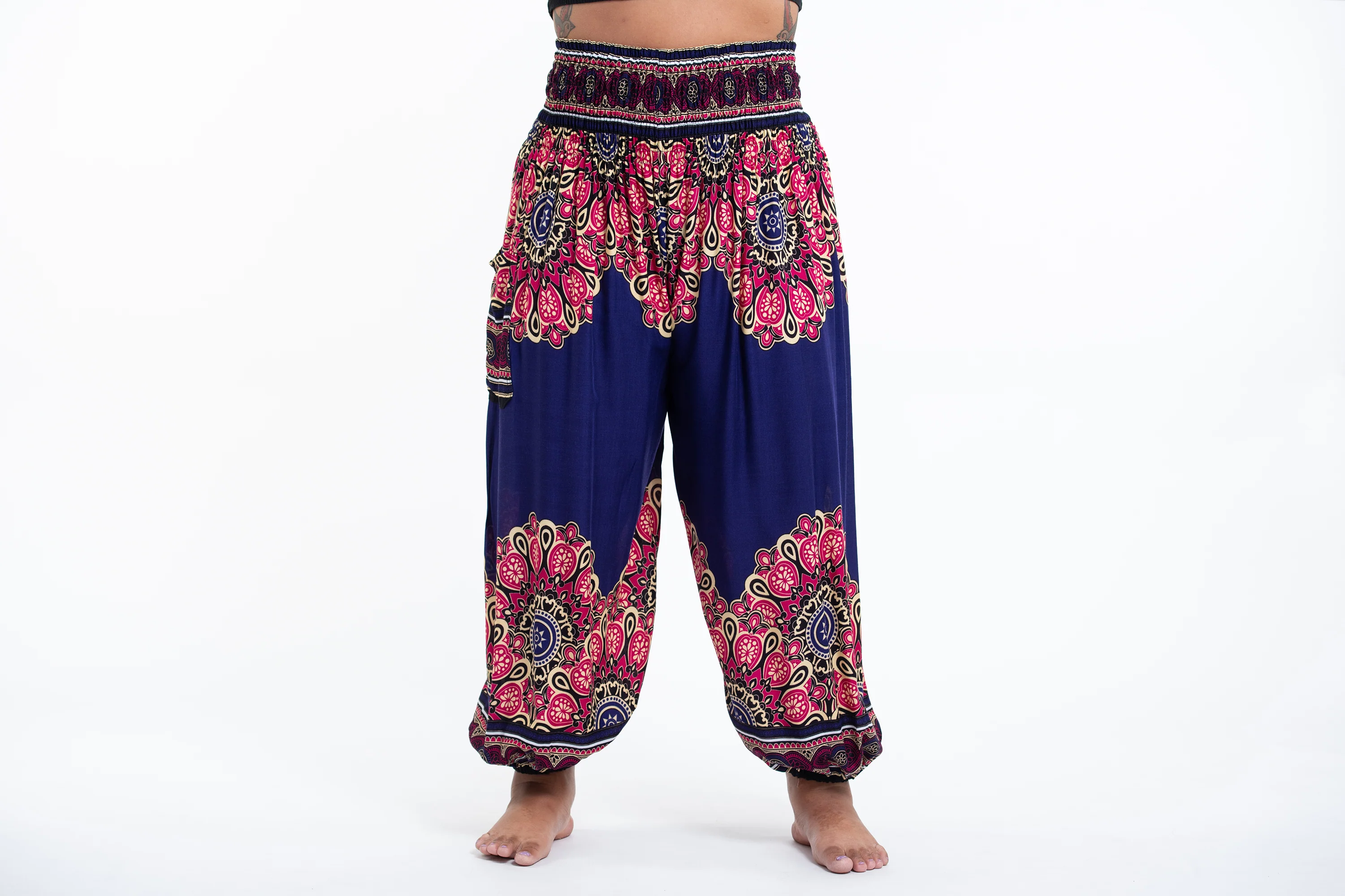 2733-Plus-Size-Peony-Mandalas-Women-s-Harem-Pants-in-Indigo-2.webp Plus Size Peony Mandalas Women's Harem Pants in Indigo
