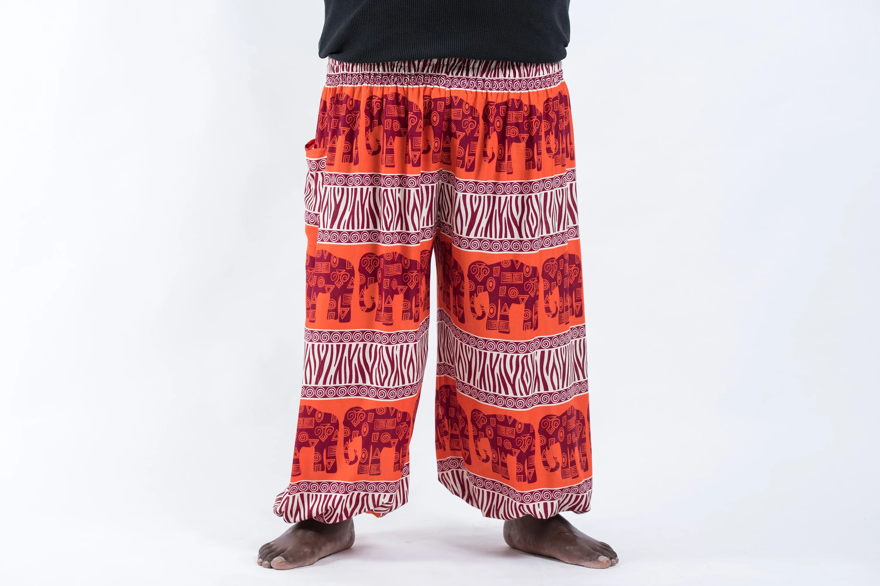 Plus Size Safari Elephant Men's Elephant Pants in Orange