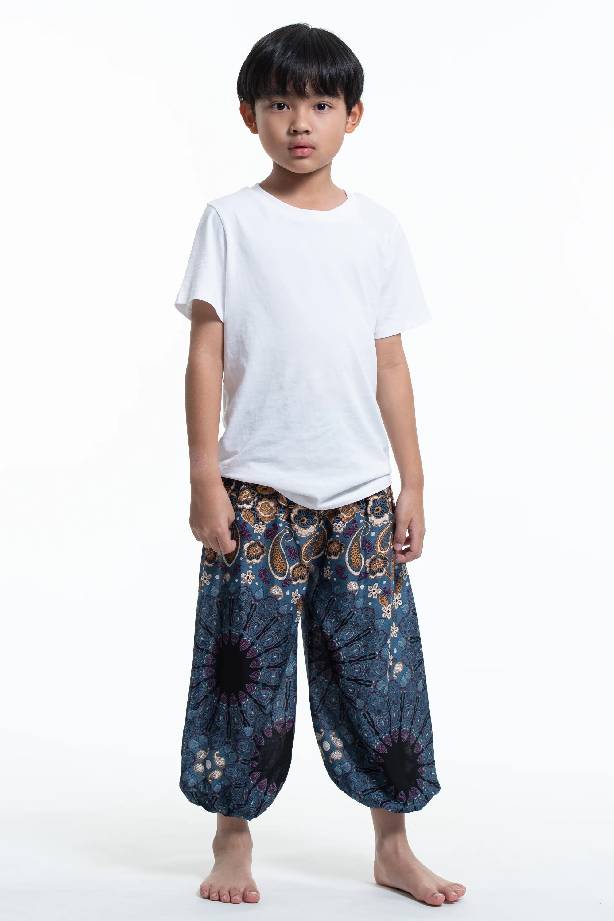274-Paisley-Mandalas-Kids-Harem-Pants-in-Blue-Gray-3.webp Paisley Mandalas Kids Harem Pants in Blue Gray