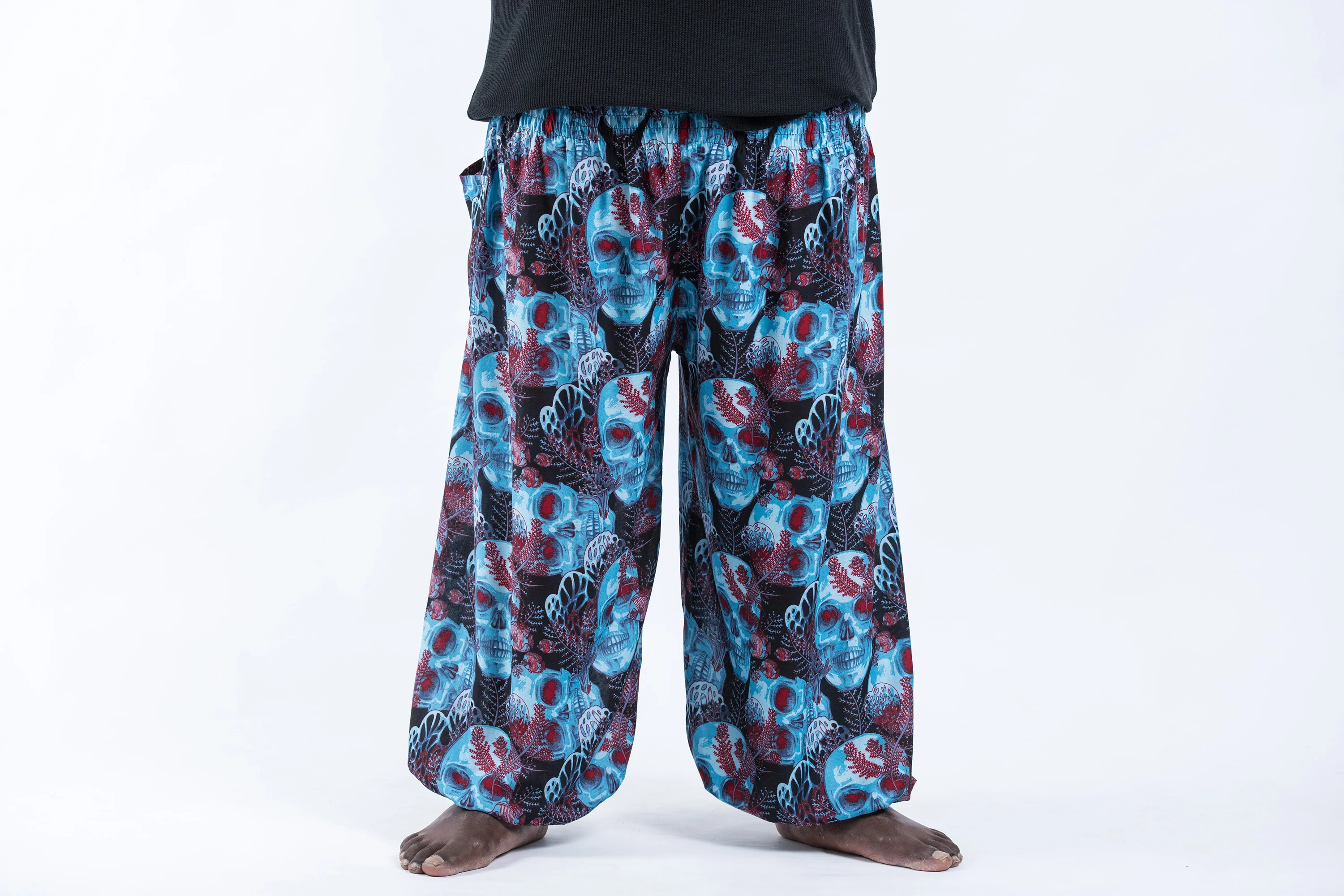 2763-Plus-Size-Skulls-Men-s-Harem-Pants-in-Black-Blue-2.webp Plus Size Skulls Men's Harem Pants in Black Blue