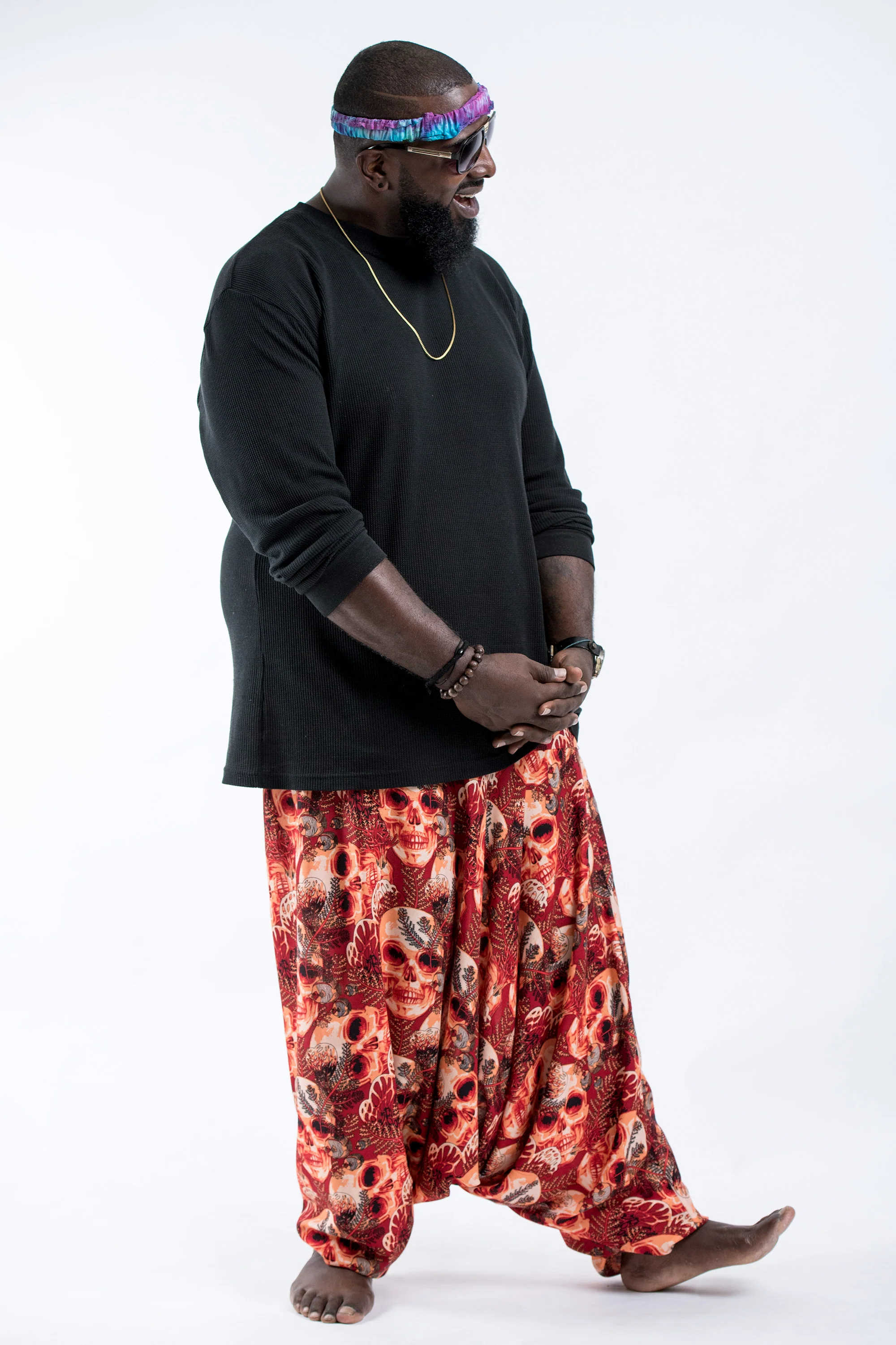 2764-Plus-Size-Skulls-Drop-Crotch-Men-s-Harem-Pants-in-Red-3.webp Plus Size Skulls Drop Crotch Men's Harem Pants in Red