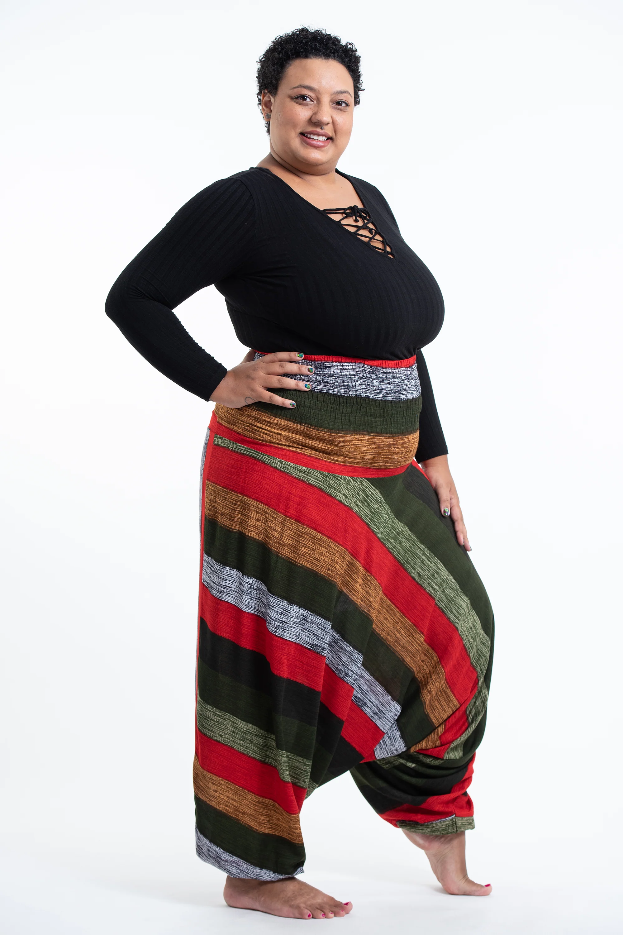 2772-Plus-Size-Boho-Striped-2-in-1-Jumpsuit-Harem-Pants-in-Green-3.webp Plus Size Boho Striped 2-in-1 Jumpsuit Harem Pants in Green