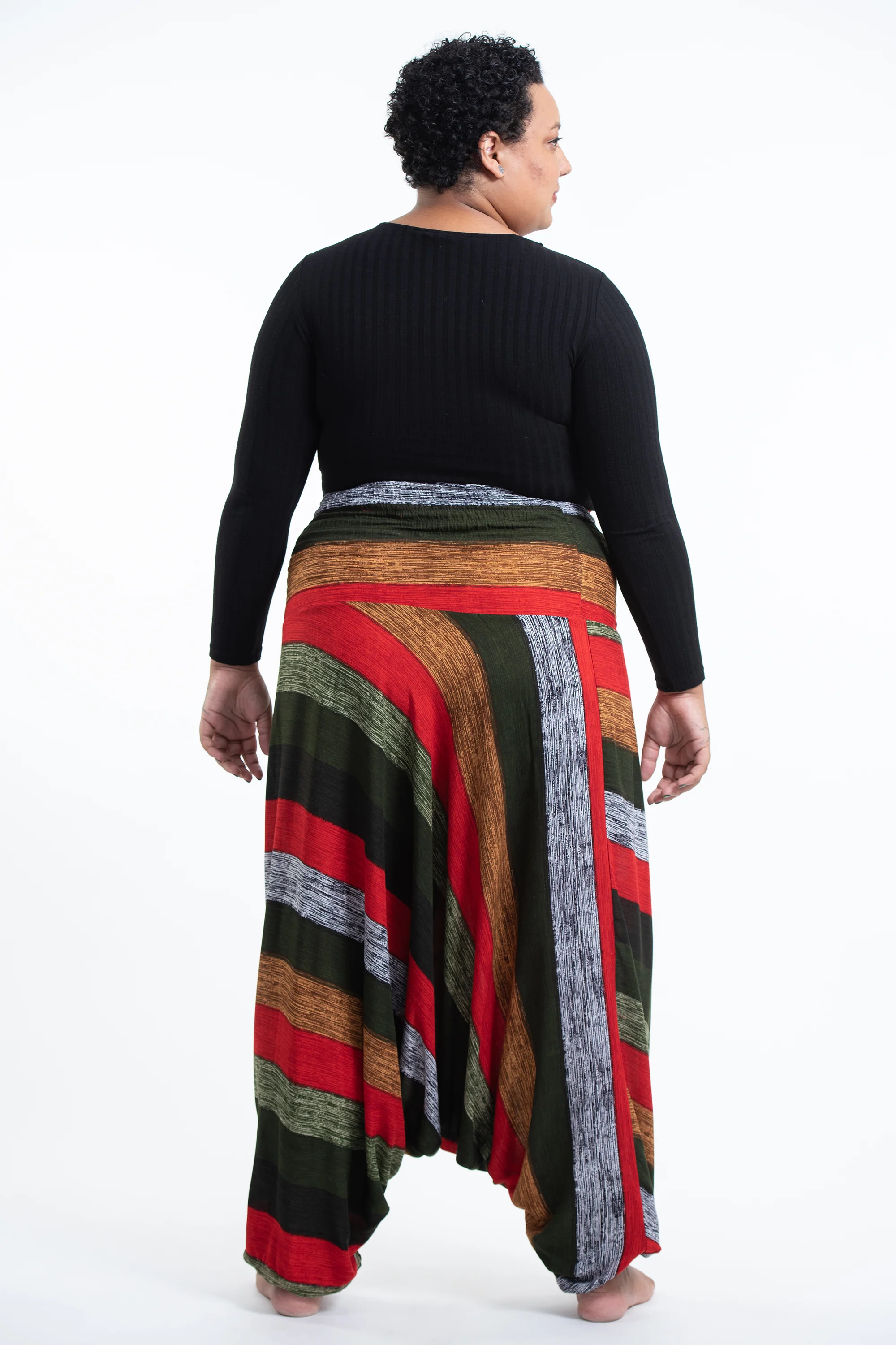 2772-Plus-Size-Boho-Striped-2-in-1-Jumpsuit-Harem-Pants-in-Green-4.webp Plus Size Boho Striped 2-in-1 Jumpsuit Harem Pants in Green