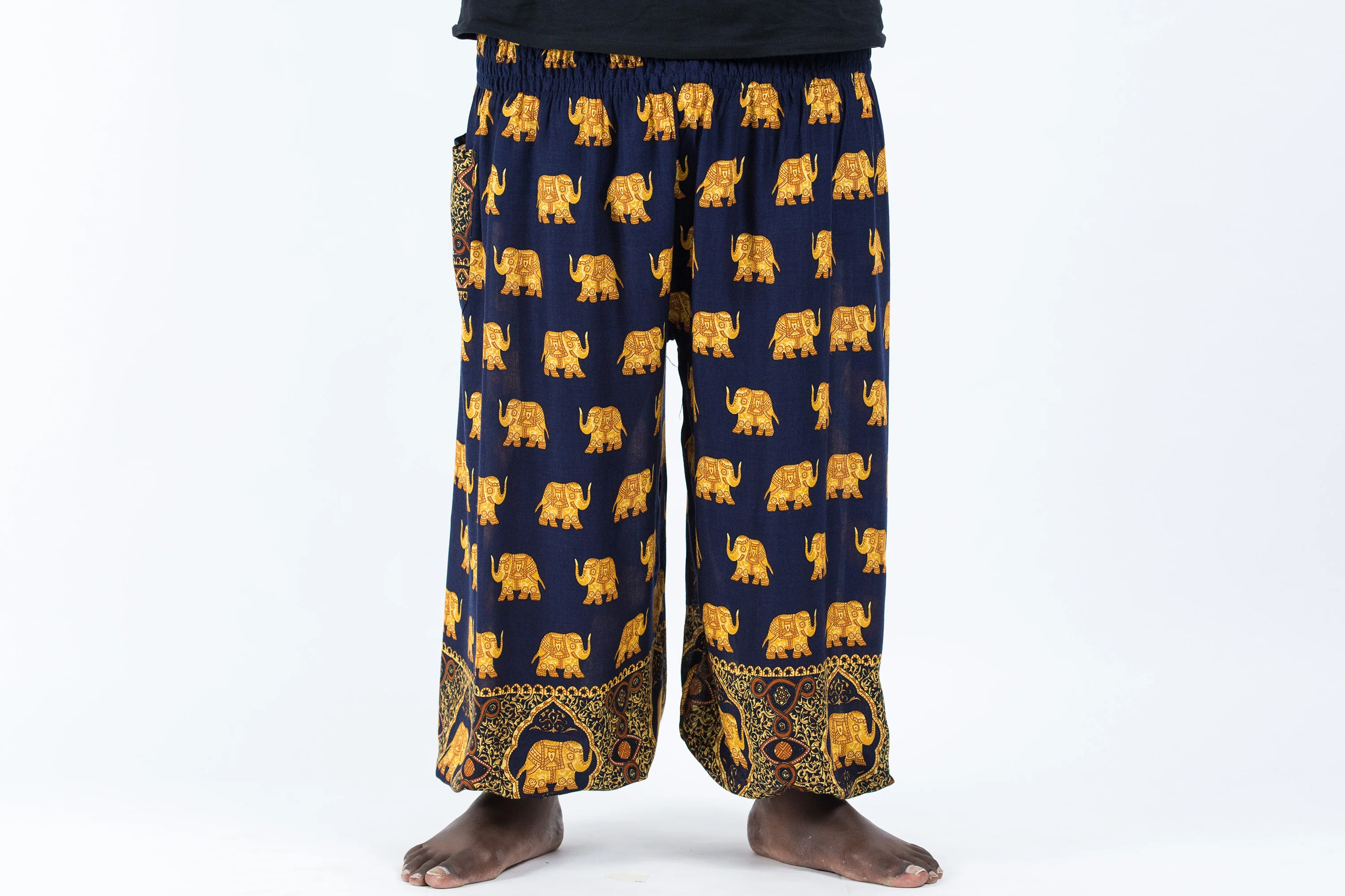 Plus Size Golden Elephant Men's Elephant Pants in Navy