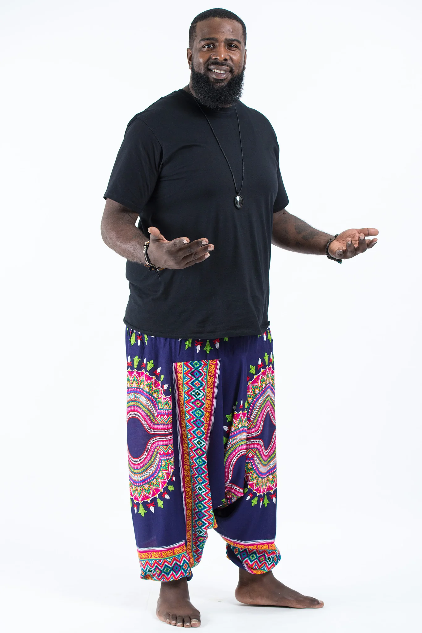 2776-Plus-Size-Dashiki-Prints-Drop-Crotch-Men-s-Harem-Pants-in-Navy-3.webp Plus Size Dashiki Prints Drop Crotch Men's Harem Pants in Navy