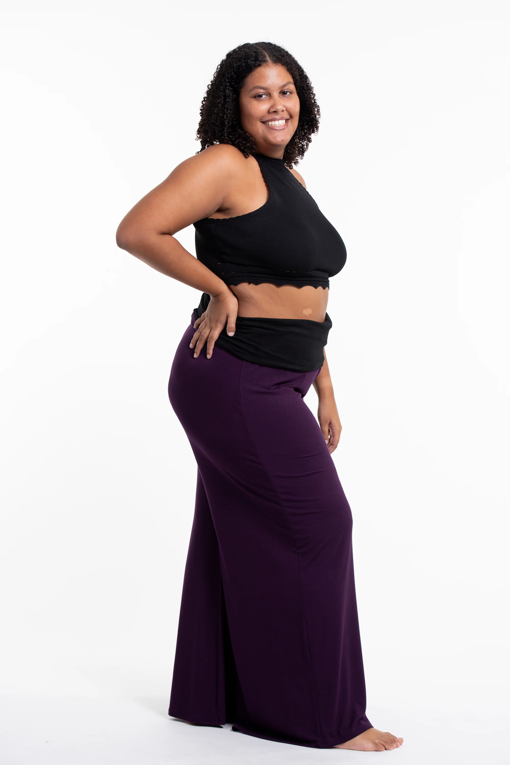 2780-Plus-Size-Birds-Print-Wide-Leg-Palazzo-Harem-Pants-Cotton-Spandex-in-Purple-3.webp Plus Size Birds Print Wide Leg Palazzo Harem Pants Cotton Spandex in Purple