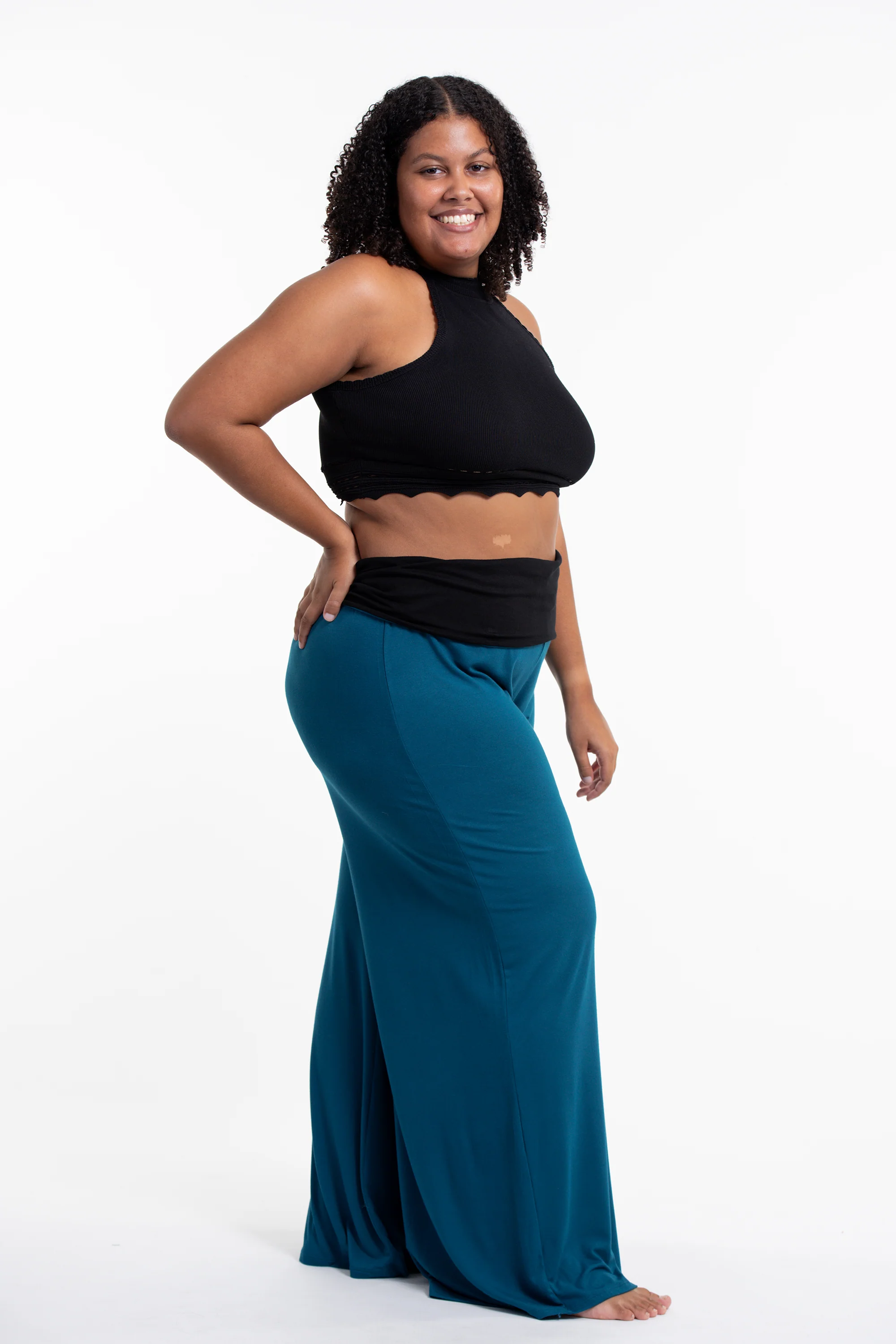 2783-Plus-Size-Sun-Moon-Print-Wide-Leg-Palazzo-Harem-Pants-Cotton-Spandex-in-Turquoise-3.webp Plus Size Sun Moon Print Wide Leg Palazzo Harem Pants Cotton Spandex in Turquoise