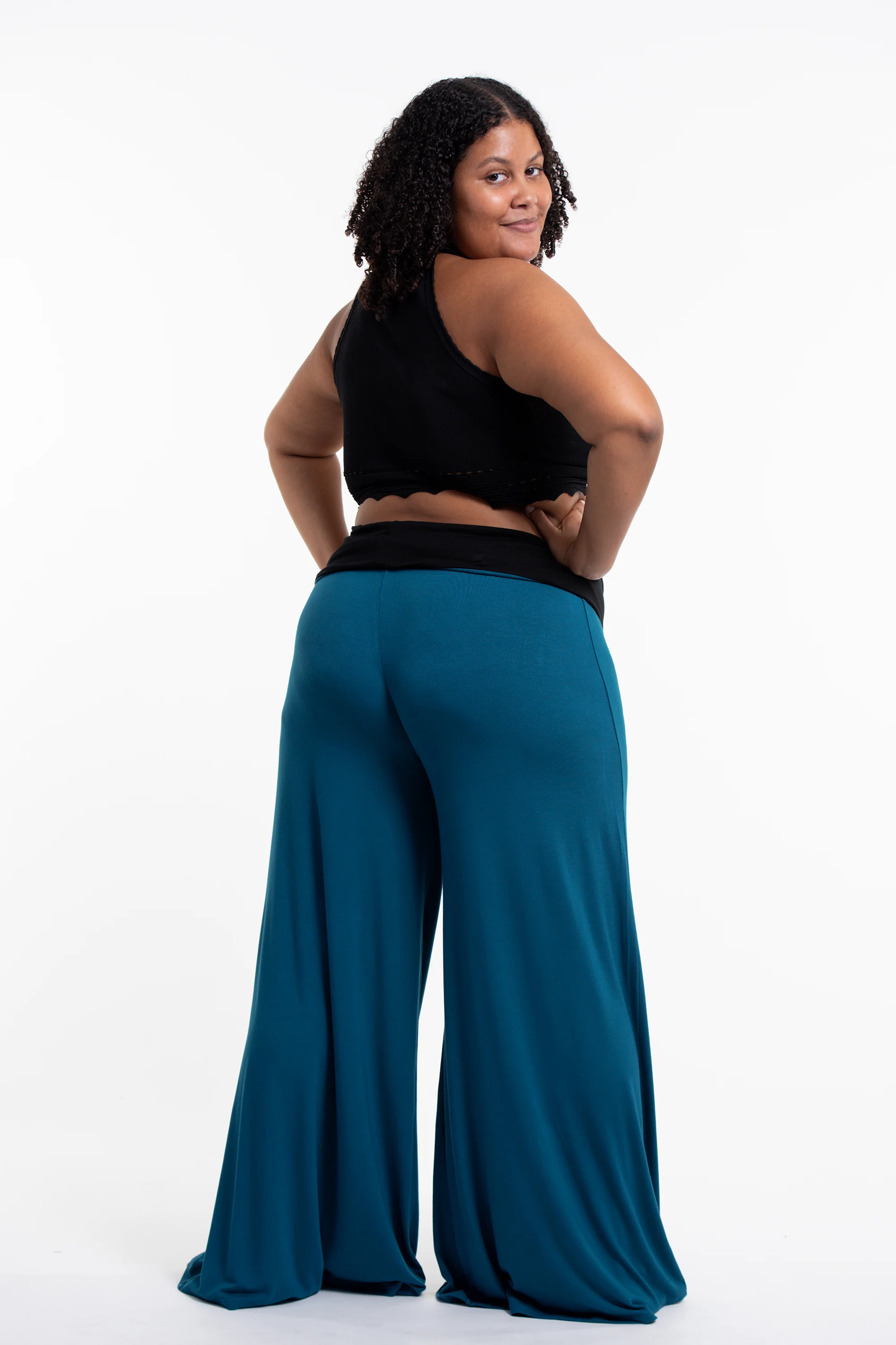 2783-Plus-Size-Sun-Moon-Print-Wide-Leg-Palazzo-Harem-Pants-Cotton-Spandex-in-Turquoise-4.webp Plus Size Sun Moon Print Wide Leg Palazzo Harem Pants Cotton Spandex in Turquoise