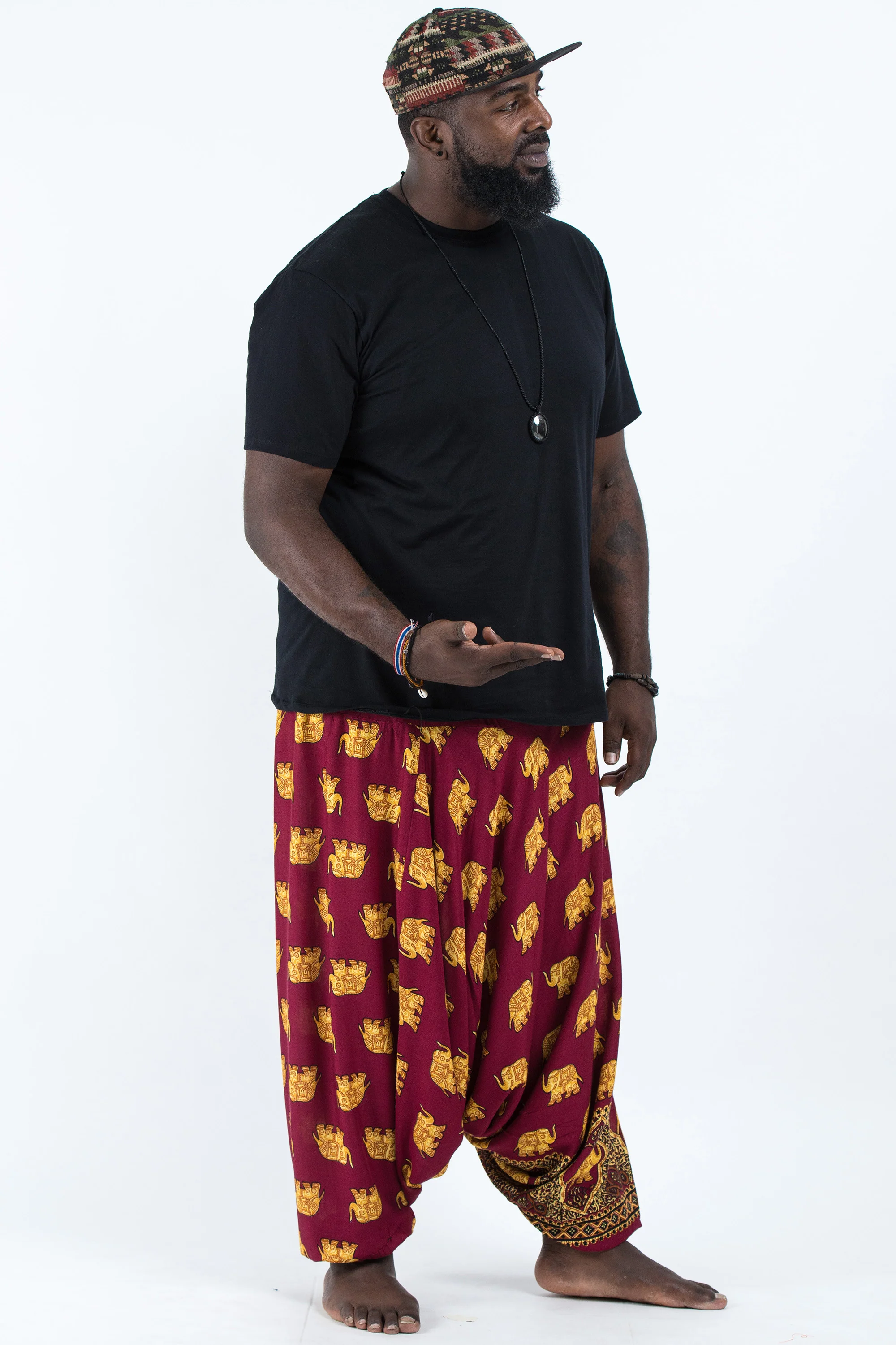 2788-Plus-Size-Golden-Elephant-Drop-Crotch-Men-s-Elephant-Pants-in-Maroon-3.webp Plus Size Golden Elephant Drop Crotch Men's Elephant Pants in Maroon