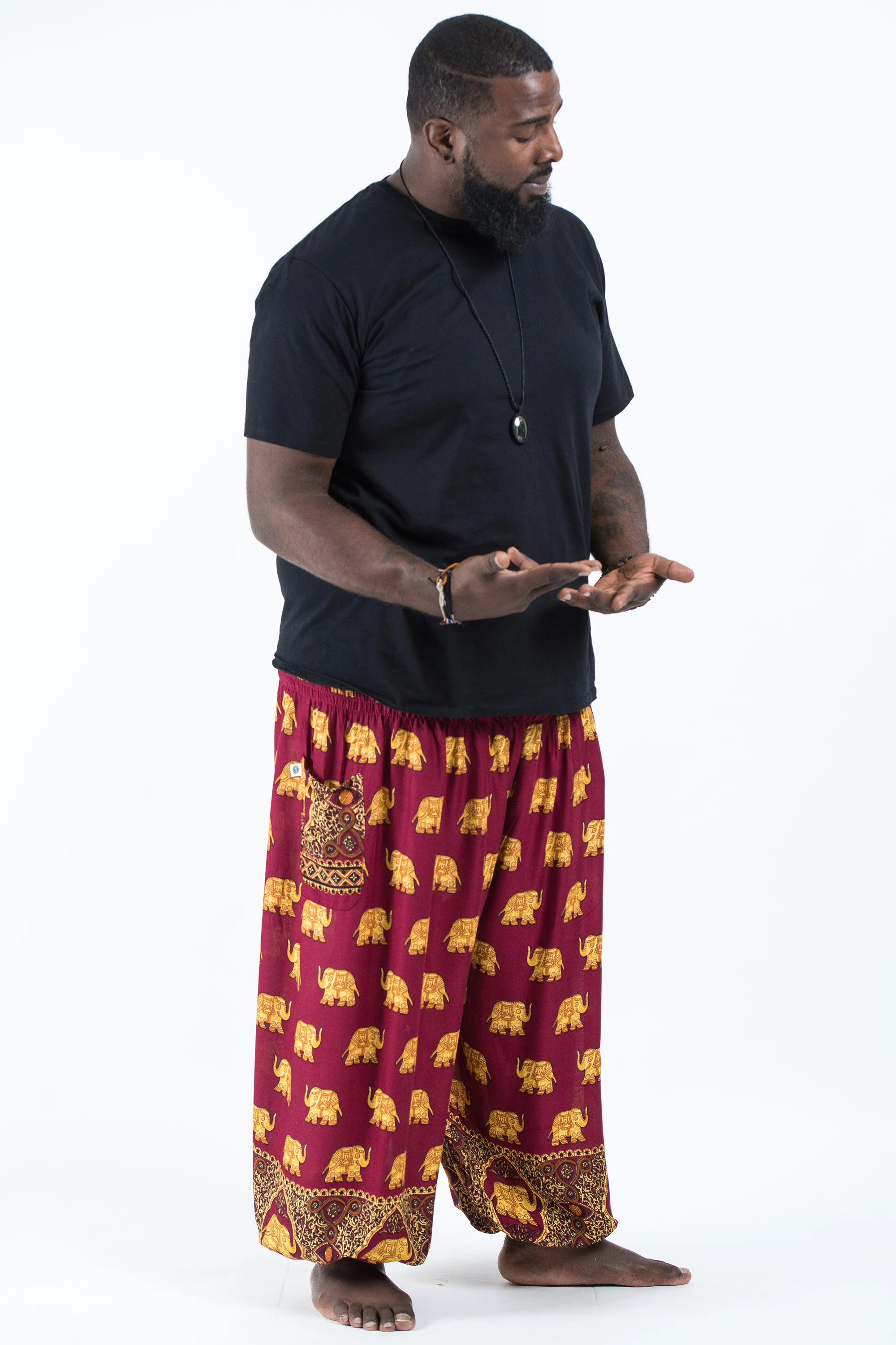 2789-Plus-Size-Golden-Elephant-Men-s-Elephant-Pants-in-Maroon-3.webp Plus Size Golden Elephant Men's Elephant Pants in Maroon