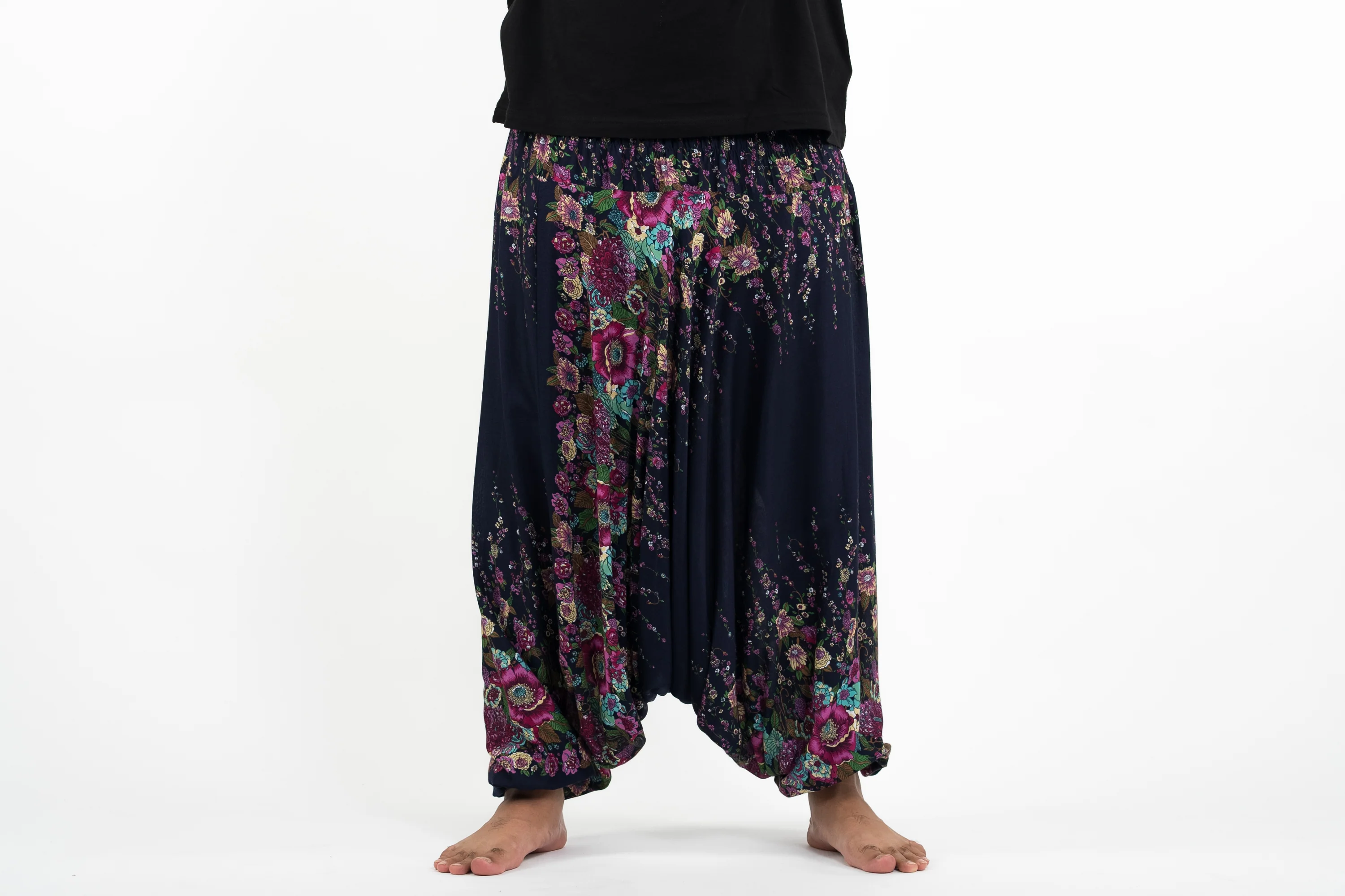 2792-Plus-Size-Floral-Drop-Crotch-Men-s-Harem-Pants-in-Blue-2.webp Plus Size Floral Drop Crotch Men's Harem Pants in Blue