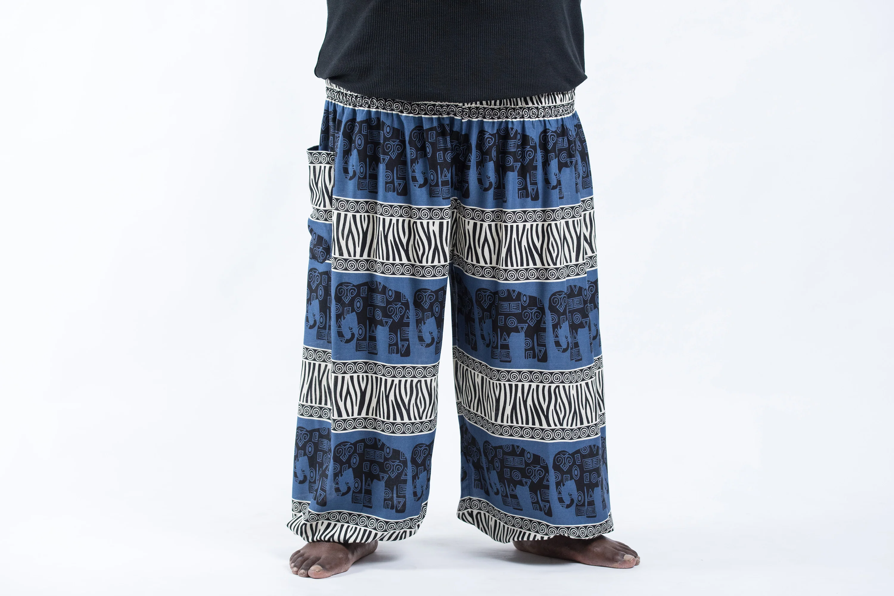 Plus Size Safari Elephant Men's Elephant Pants in Blue