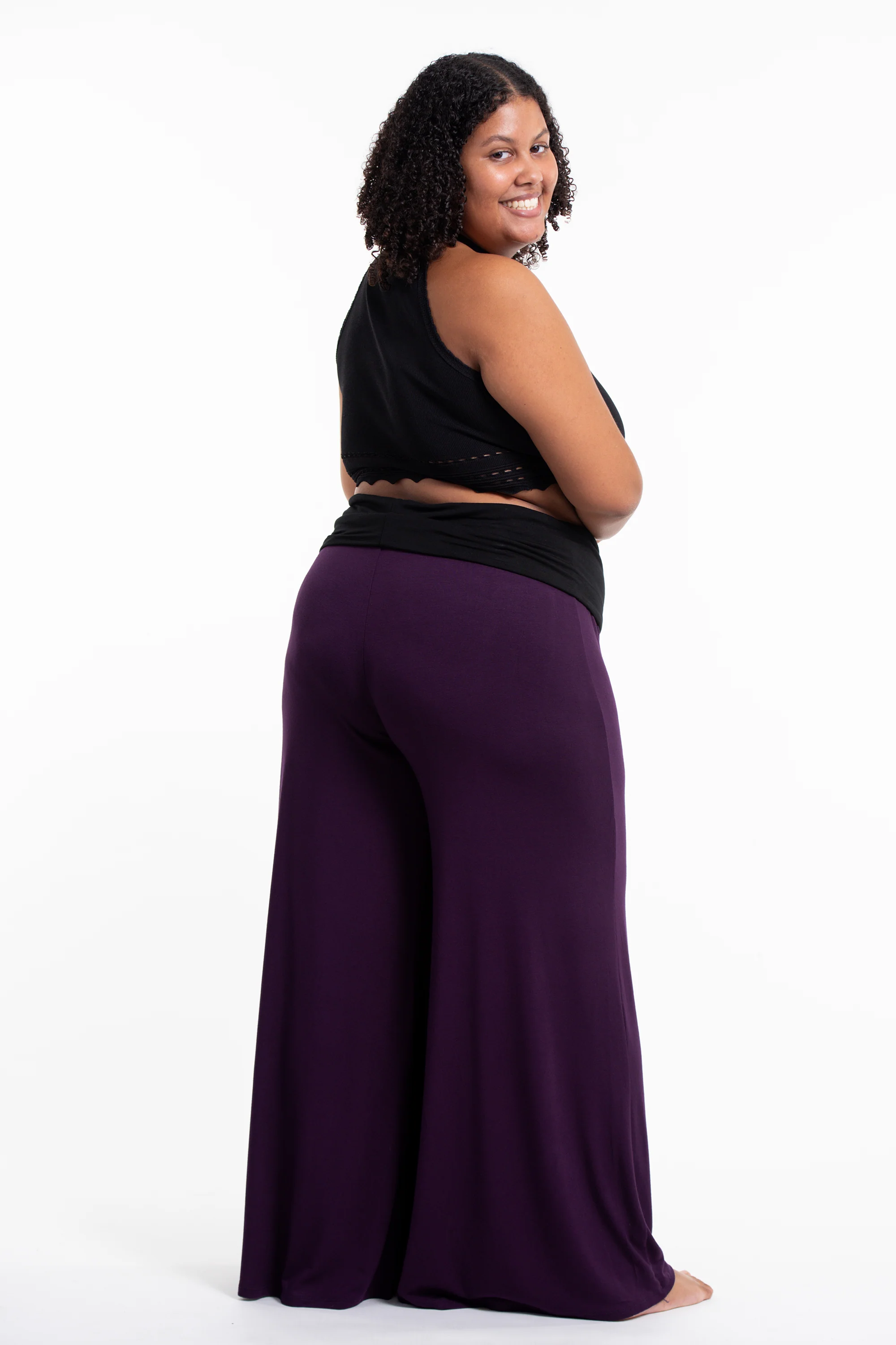 2795-Plus-Size-Mandala-Print-Wide-Leg-Palazzo-Harem-Pants-Cotton-Spandex-in-Purple-4.webp Plus Size Mandala Print Wide Leg Palazzo Harem Pants Cotton Spandex in Purple