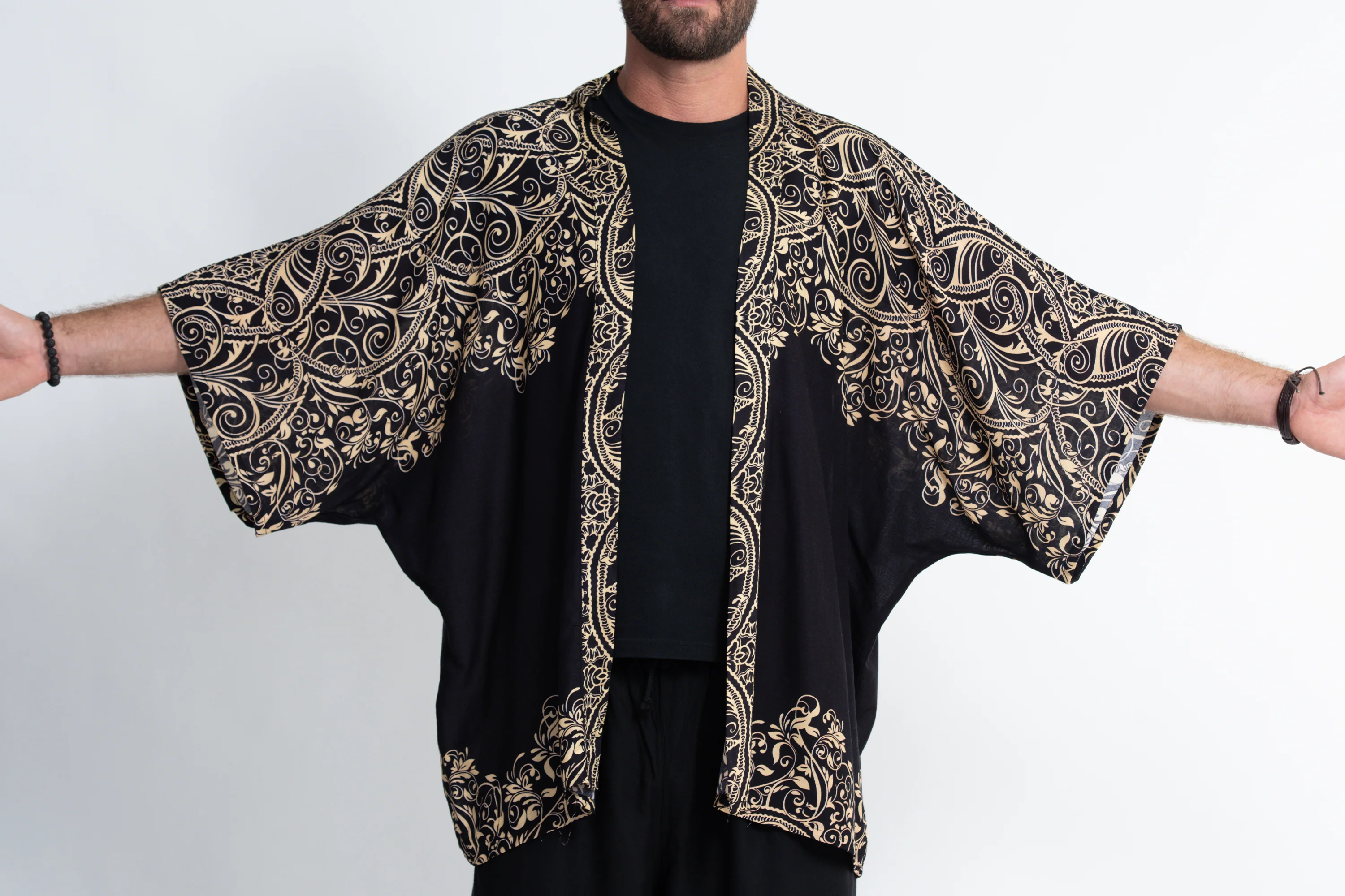 Vines Kimono Cardigan in Black