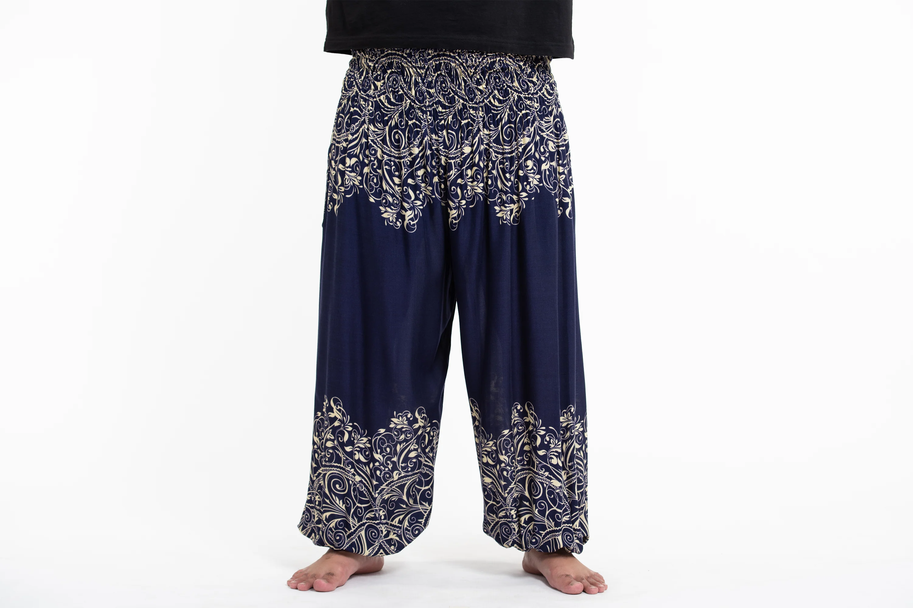 Plus Size Vines Men's Harem Pants in Blue