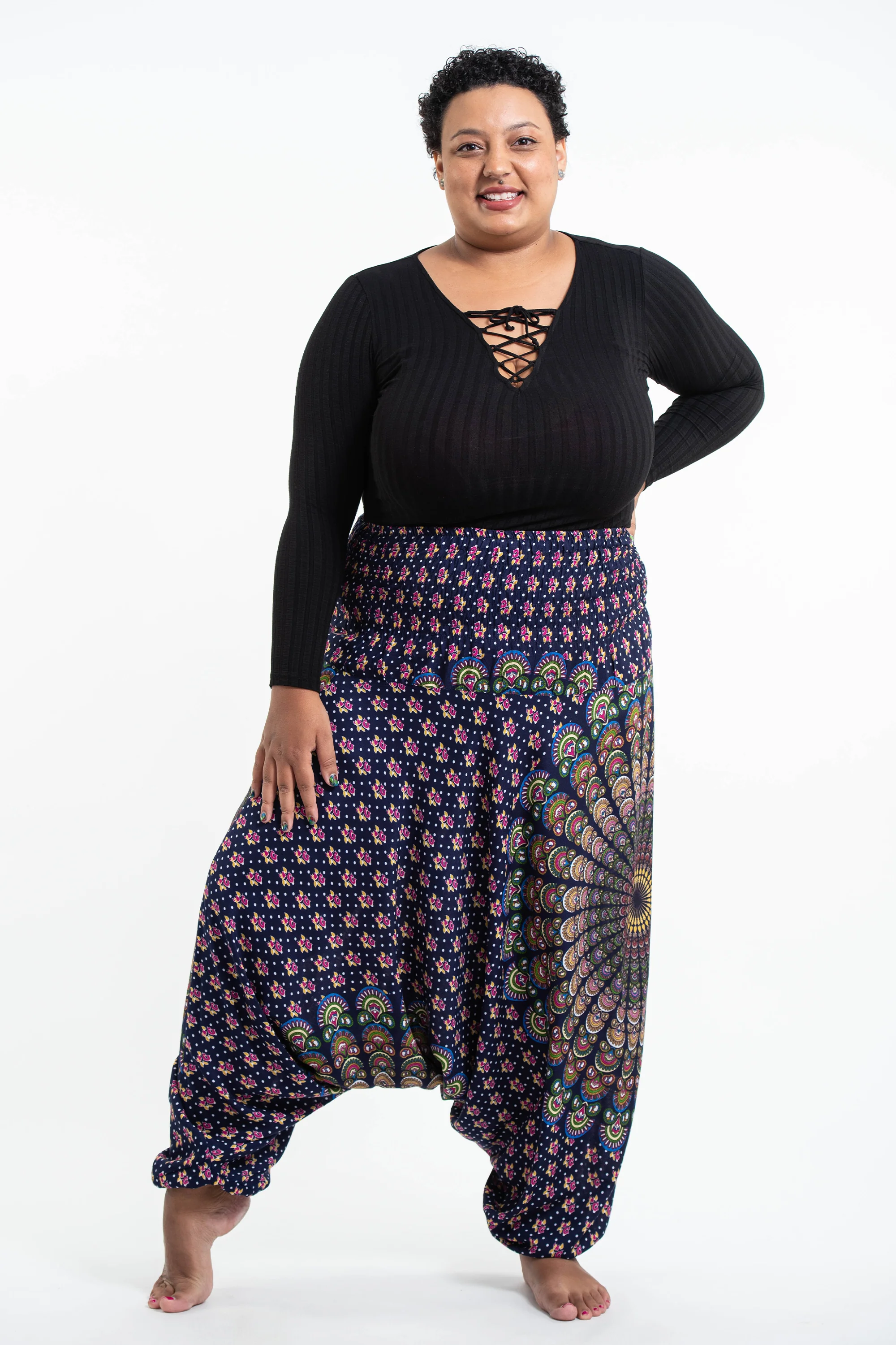 2799-Plus-Size-Peacock-Mandalas-2-in-1-Jumpsuit-Harem-Pants-in-Blue-3.webp Plus Size Peacock Mandalas 2-in-1 Jumpsuit Harem Pants in Blue
