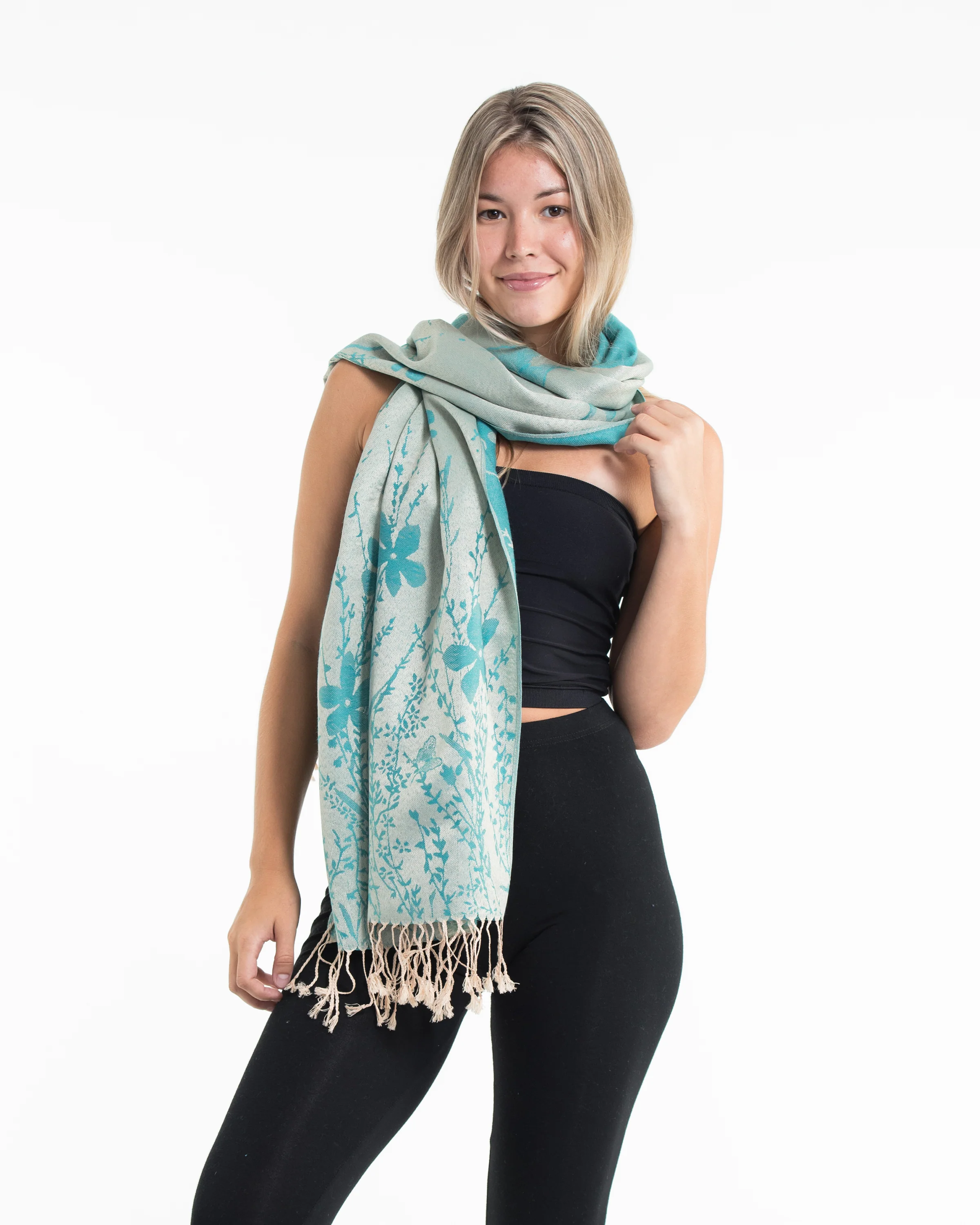 28-Nepal-Floral-Butterfly-Pashmina-Shawl-Scarf-in-Turquoise-3.webp Nepal Floral Butterfly Pashmina Shawl Scarf in Turquoise