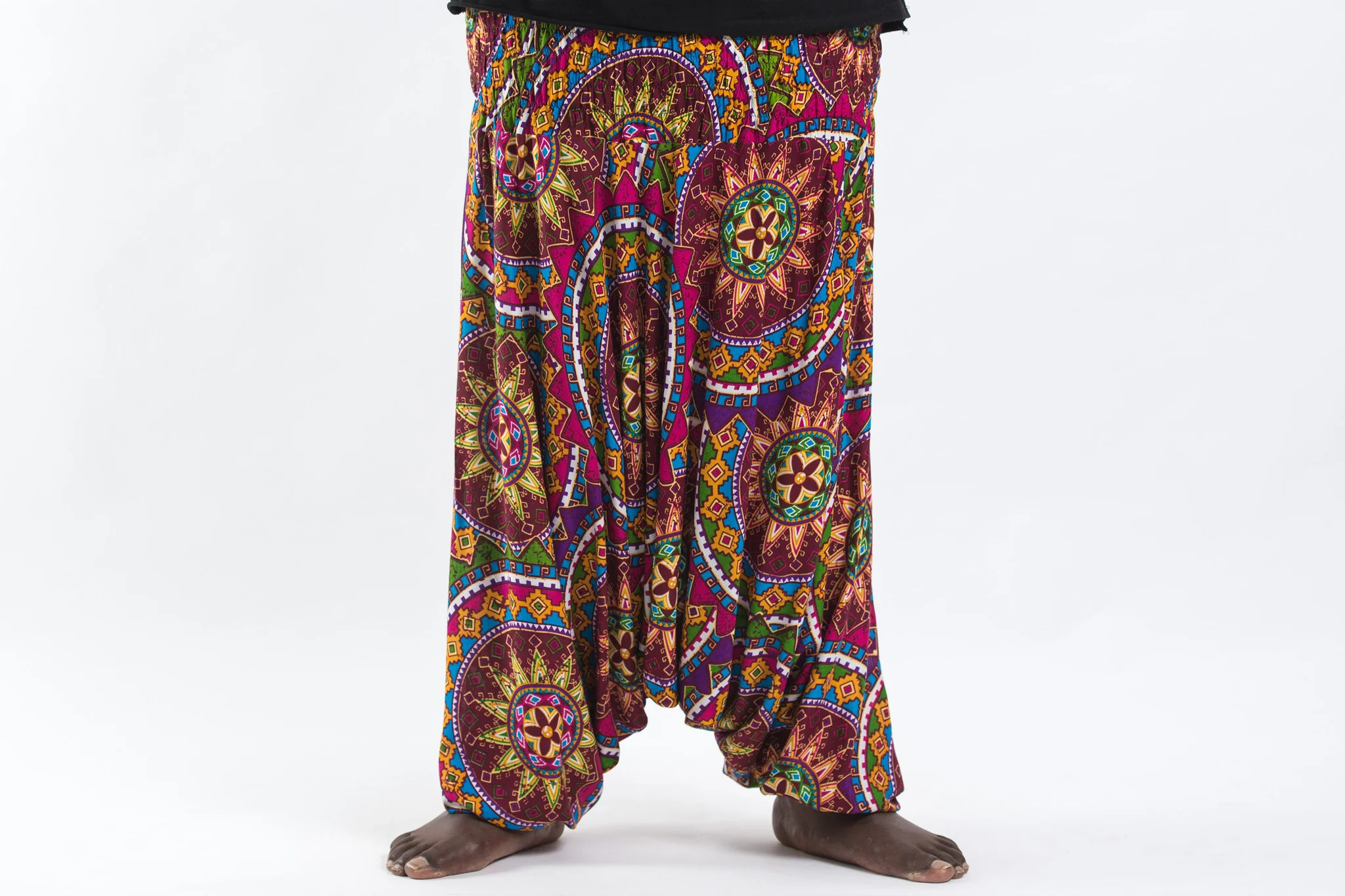 2802-Plus-Size-Star-Mandalas-Drop-Crotch-Men-s-Harem-Pants-in-Maroon-2.webp Plus Size Star Mandalas Drop Crotch Men's Harem Pants in Maroon