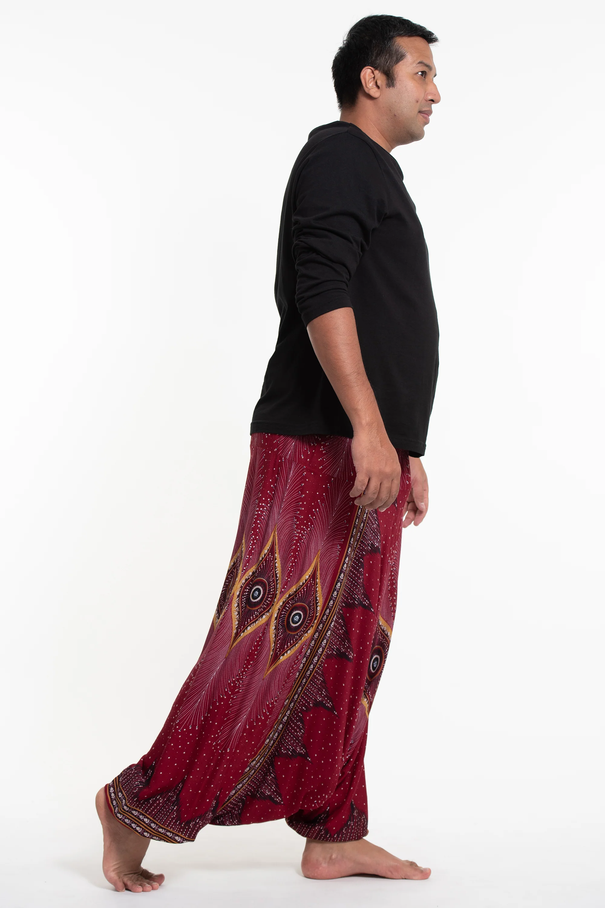 2804-Plus-Size-Diamond-Peacock-Drop-Crotch-Men-s-Harem-Pants-in-Red-3.webp Plus Size Diamond Peacock Drop Crotch Men's Harem Pants in Red