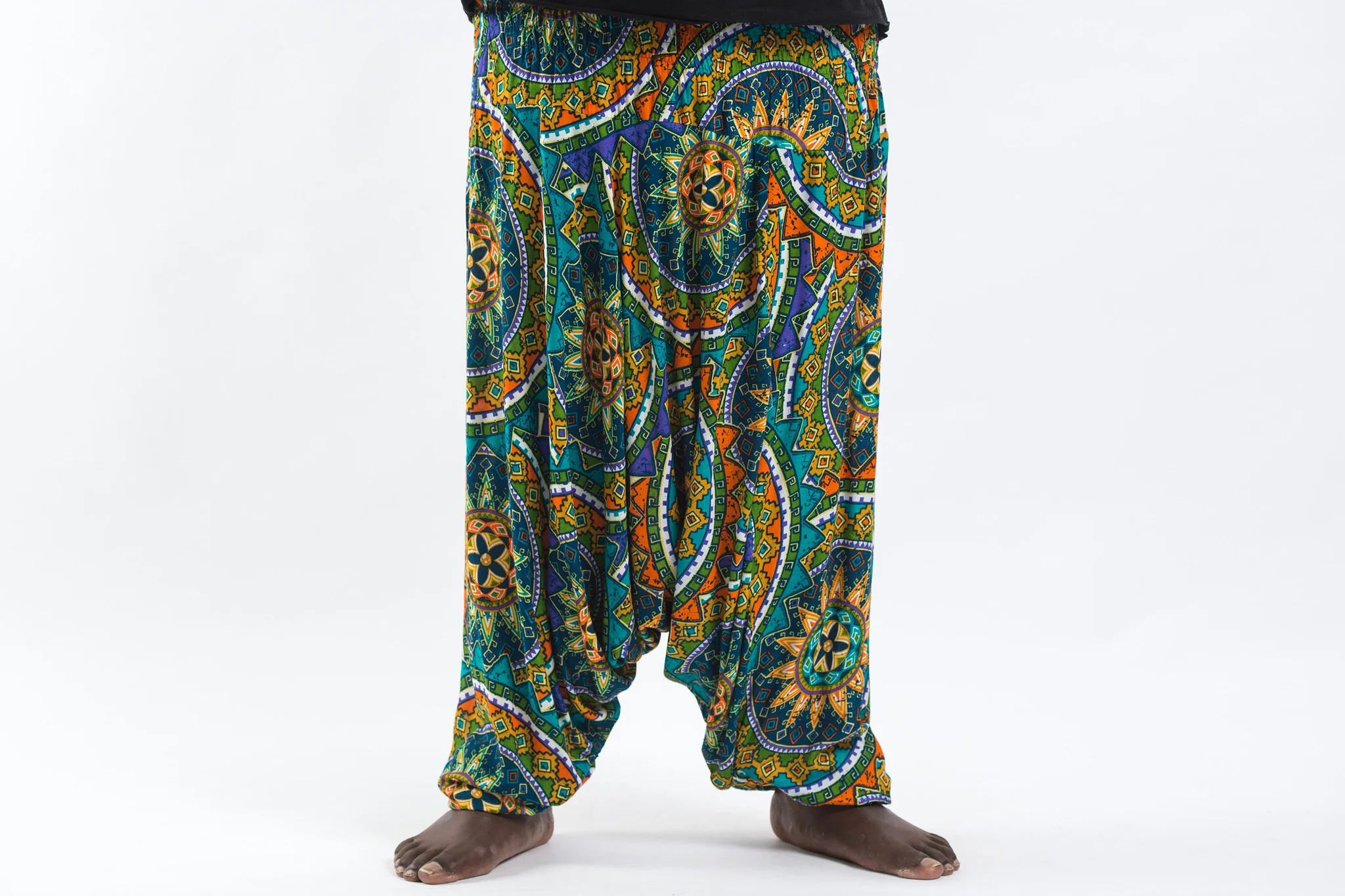 2808-Plus-Size-Star-Mandalas-Drop-Crotch-Men-s-Harem-Pants-in-Turquoise-2.webp Plus Size Star Mandalas Drop Crotch Men's Harem Pants in Turquoise