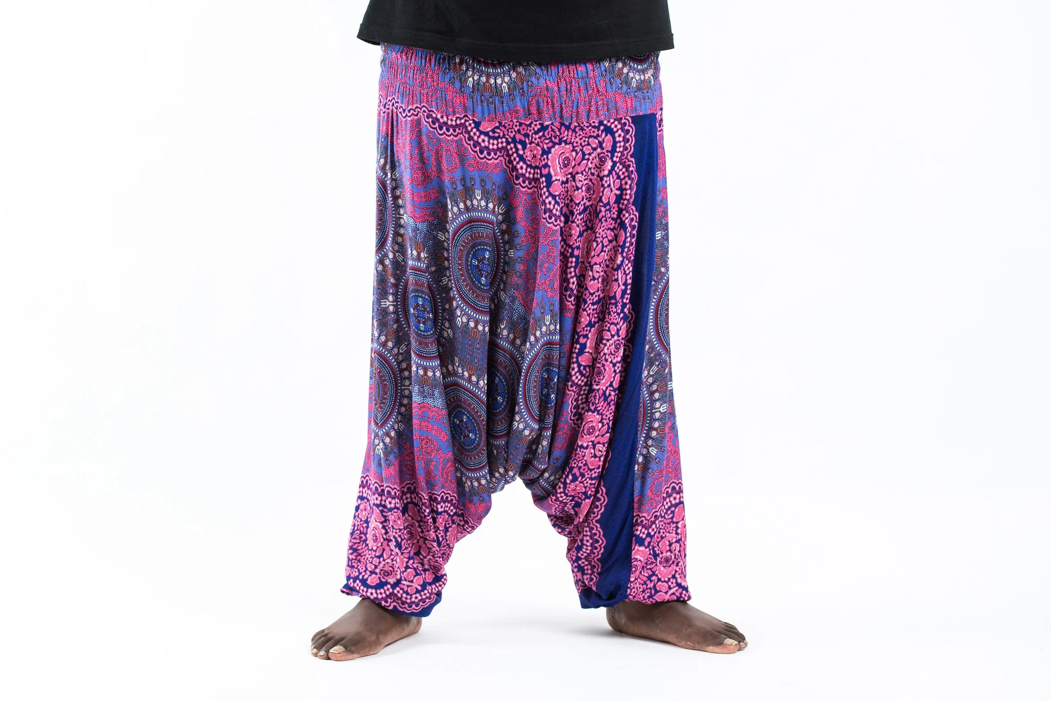 2809-Plus-Size-Trishula-Mandalas-Drop-Crotch-Men-s-Harem-Pants-in-Blue-2.webp Plus Size Trishula Mandalas Drop Crotch Men's Harem Pants in Blue