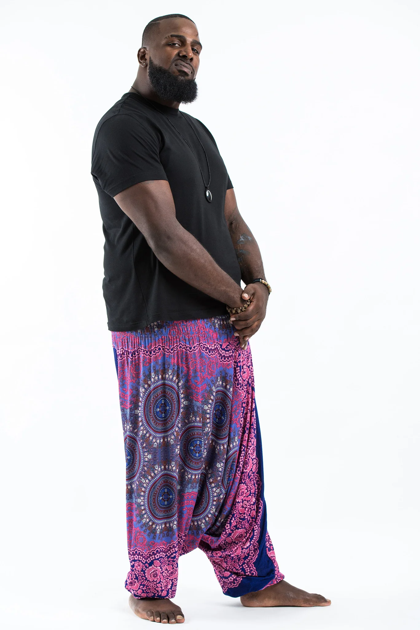 2809-Plus-Size-Trishula-Mandalas-Drop-Crotch-Men-s-Harem-Pants-in-Blue-3.webp Plus Size Trishula Mandalas Drop Crotch Men's Harem Pants in Blue