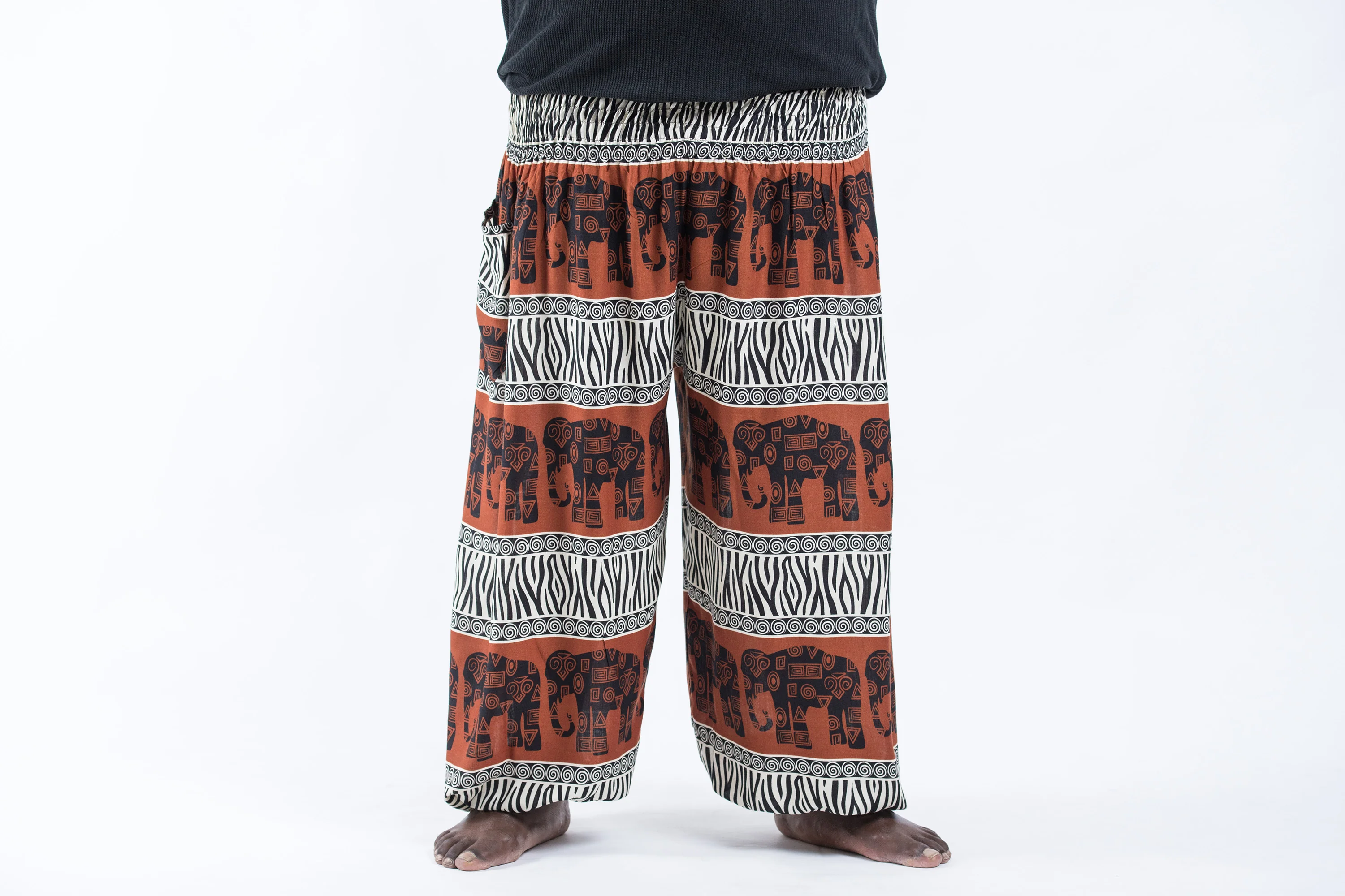 Plus Size Safari Elephant Men's Elephant Pants in Brown