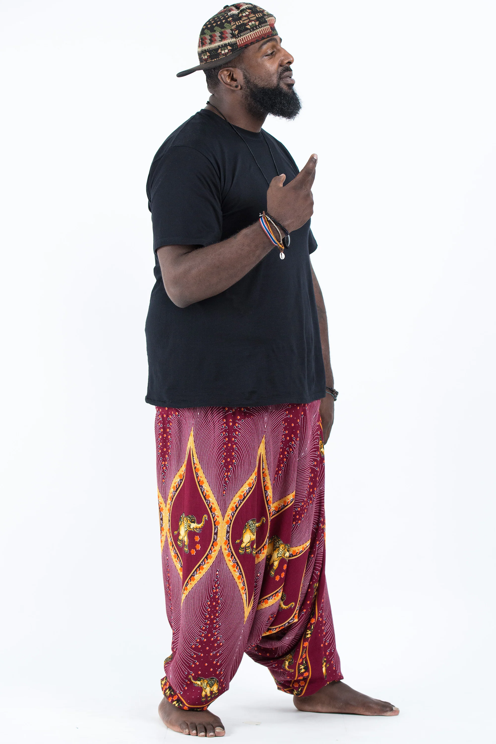 2815-Plus-Size-Peacock-Elephant-Drop-Crotch-Men-s-Elephant-Pants-in-Red-3.webp Plus Size Peacock Elephant Drop Crotch Men's Elephant Pants in Red