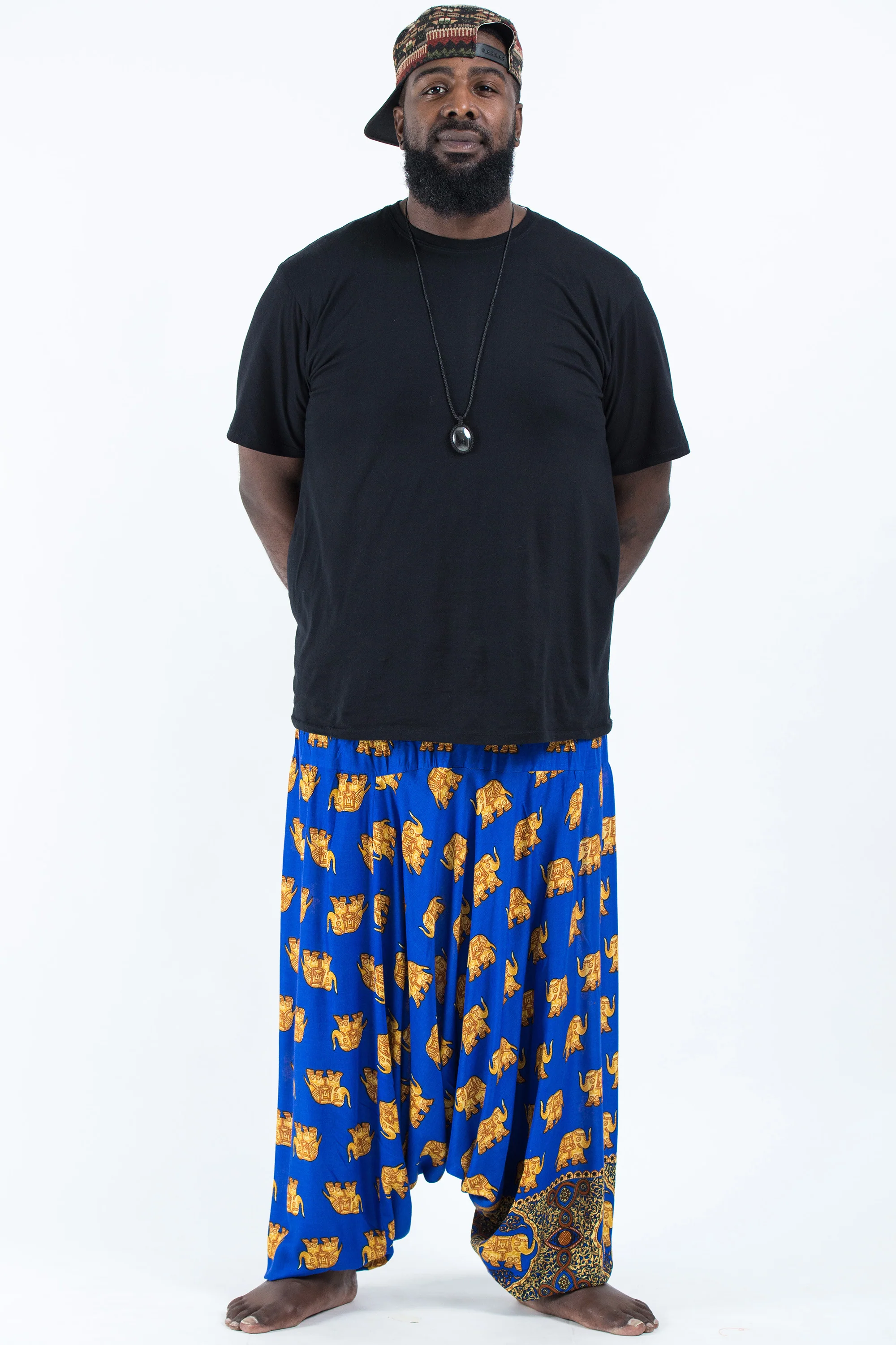 2816-Plus-Size-Golden-Elephant-Drop-Crotch-Men-s-Elephant-Pants-in-Blue-4.webp Plus Size Golden Elephant Drop Crotch Men's Elephant Pants in Blue