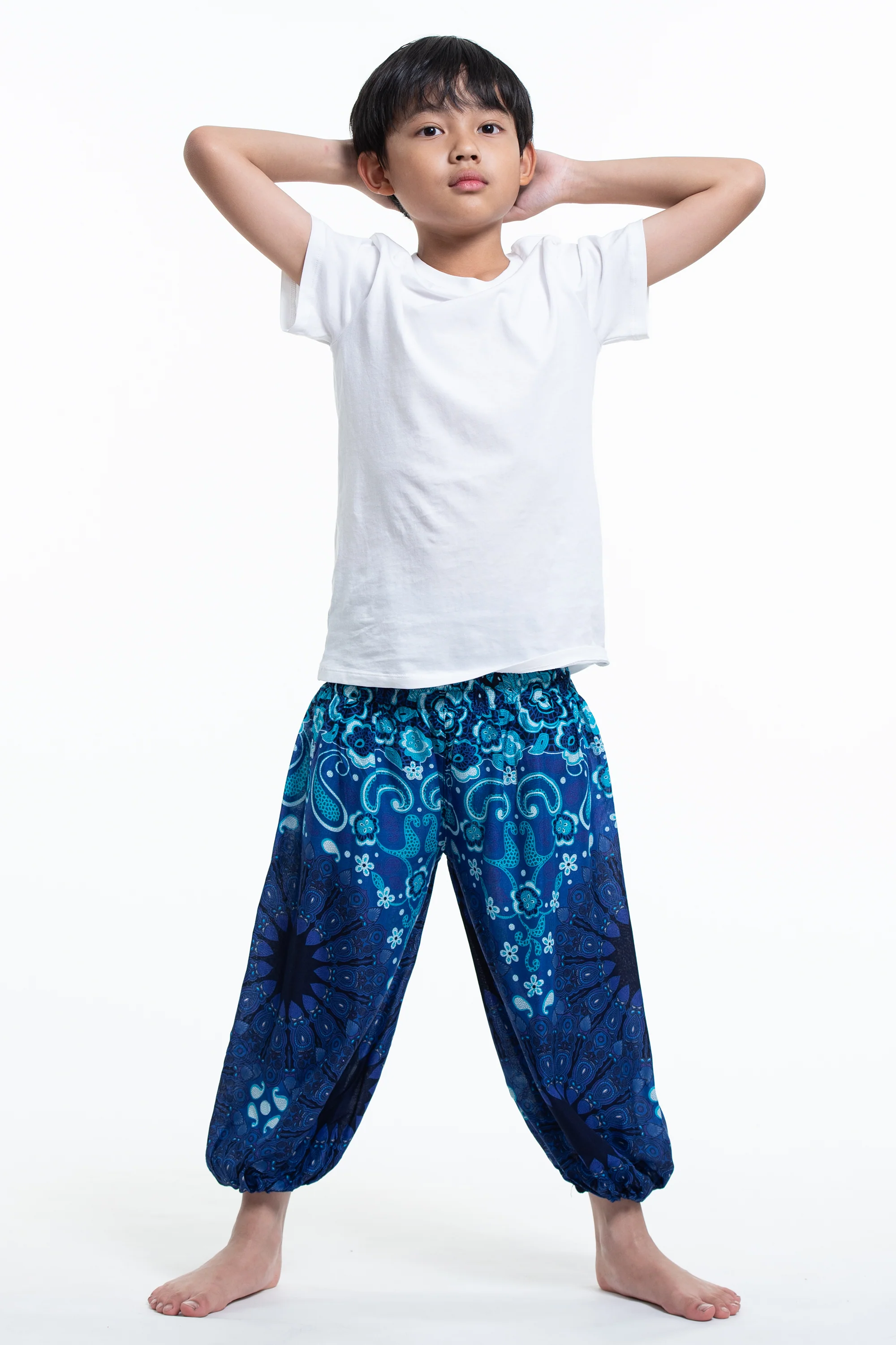 282-Paisley-Mandalas-Kids-Harem-Pants-in-Blue-3.webp Paisley Mandalas Kids Harem Pants in Blue